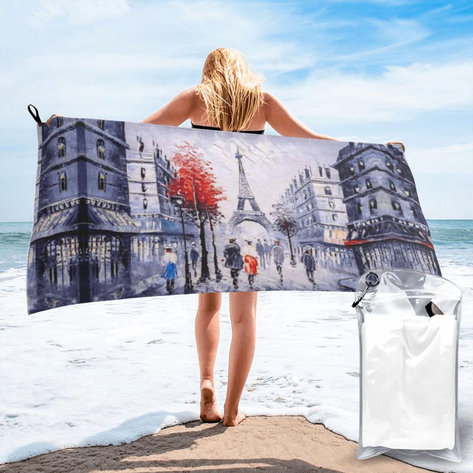 Serviette de bain élégante grand format drap de plage séchage rapide