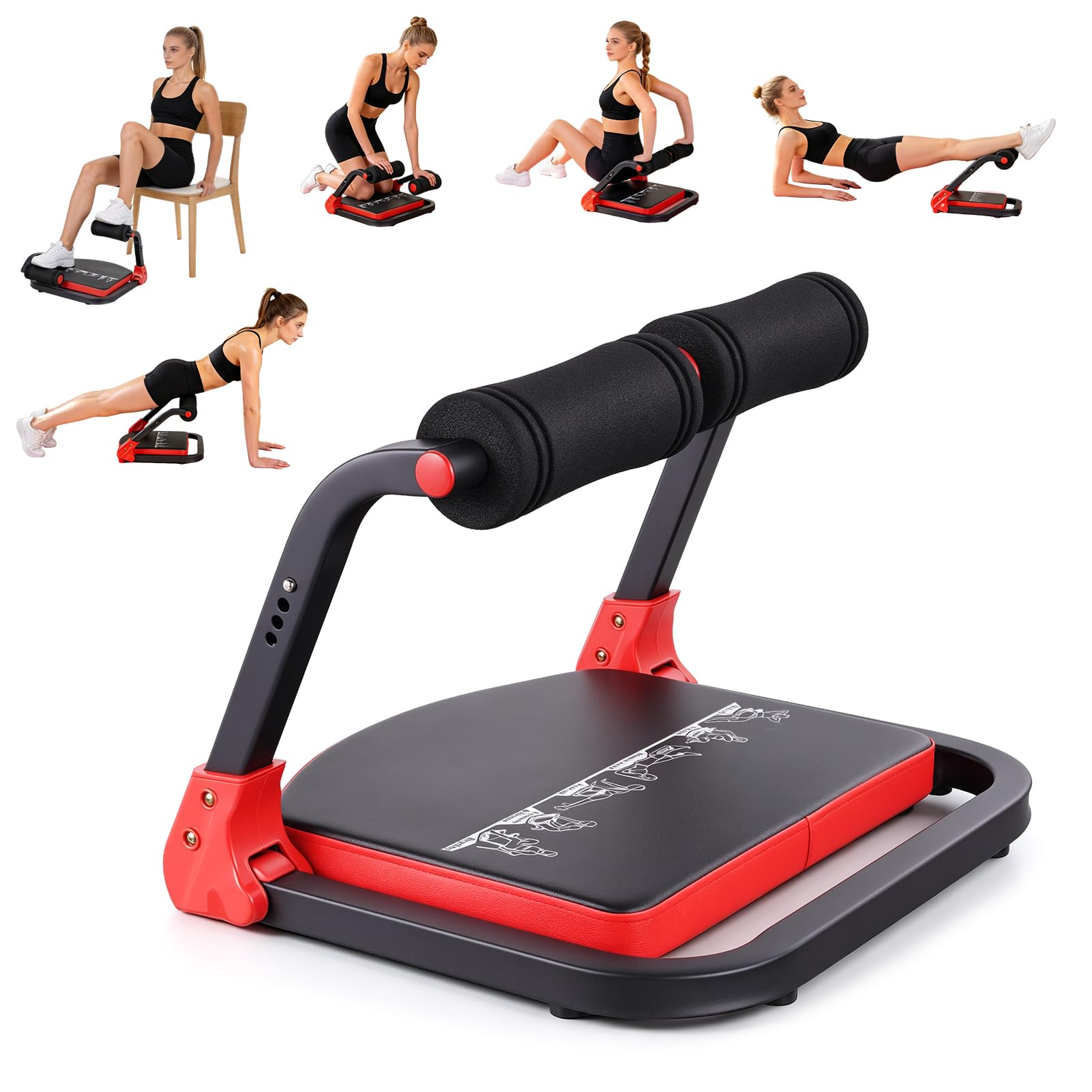 Bellanny Ab Machine, Sit Up Exercise Equipment, Foldable Ab Trainer - Ab Cruncher Machine with 4 Adjustable Resistance | Automatic Rebound Core Workout Equipment, Abs Machine for Home Gym, Full Body