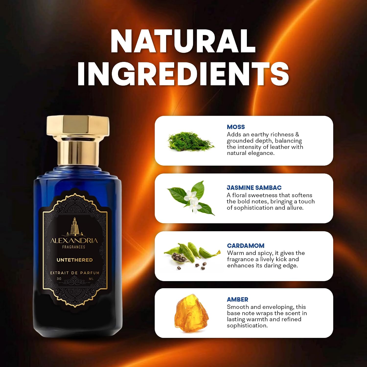 Alexandria Fragrances Untethered Perfume - Bold Leather & Amber Parfum for Men and Women - Long Lasting Eau de Parfum Inspired by Spicy Floral Aroma - Luxury Men’s Cologne for Every Occasion - 30ml