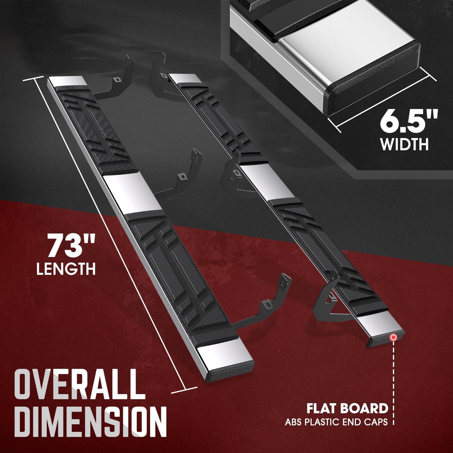 DNA Motoring 6.5" Flat Running Boards Side Step Nerf Rails Bars Compatible with 2021-2025 Chevy Tahoe, Yukon, STEPB-U-YUKON21-T1