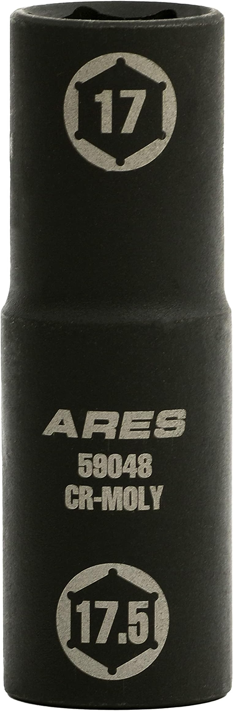 ARES 59048-1/2-inch Drive 17 x 17.5mm Half Size Lug Nut Flip Socket - Impact Grade Chrome-Moly Steel – Remove Warped, Damaged, and Bloated Chrome Capped Lug Nuts