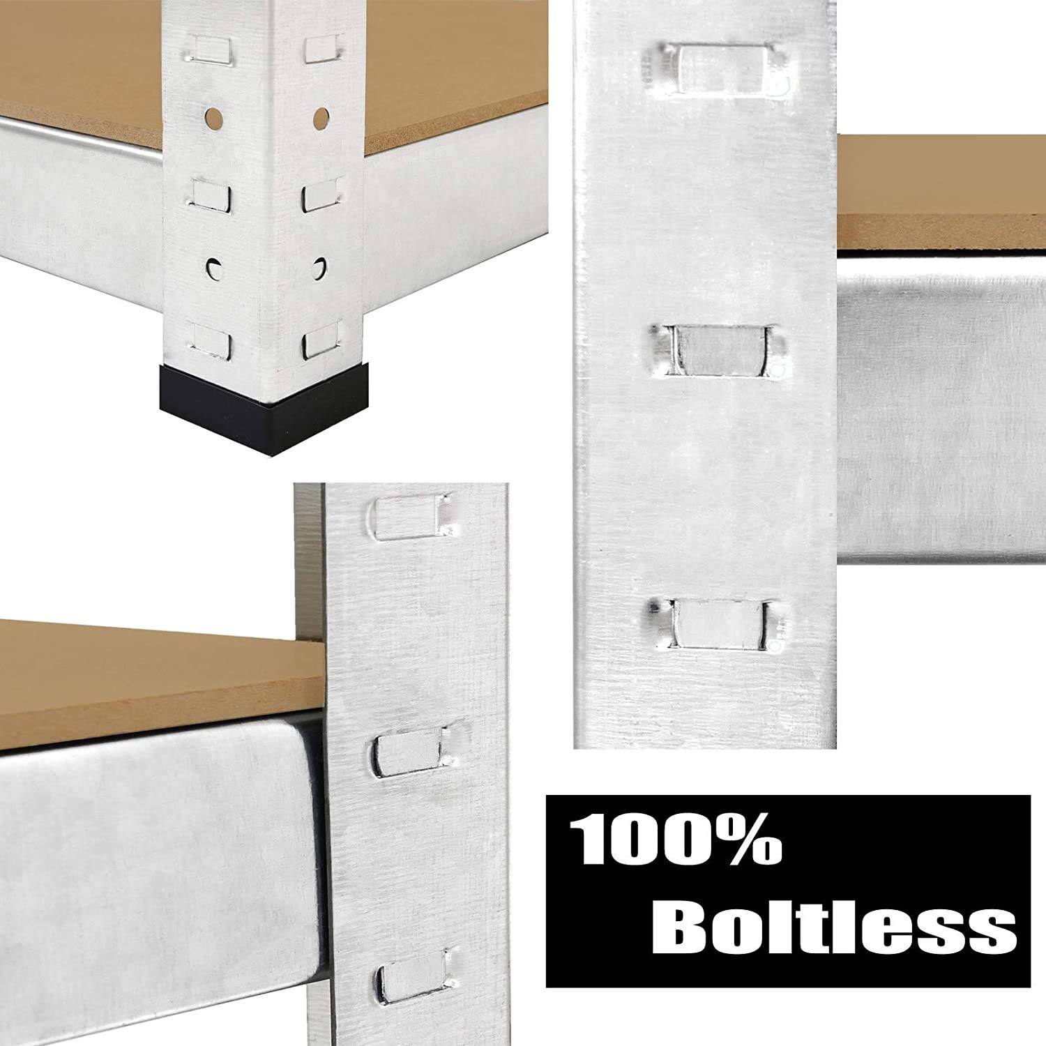 Estantería para cargas pesadas, juego de 2 unidades, 180 x 90 x 40 c, 5 placas de MDF, de metal, para sótano, de almacenamiento, de taller, de metal, soporta hasta 875 kg, 5 estantes ajustables,