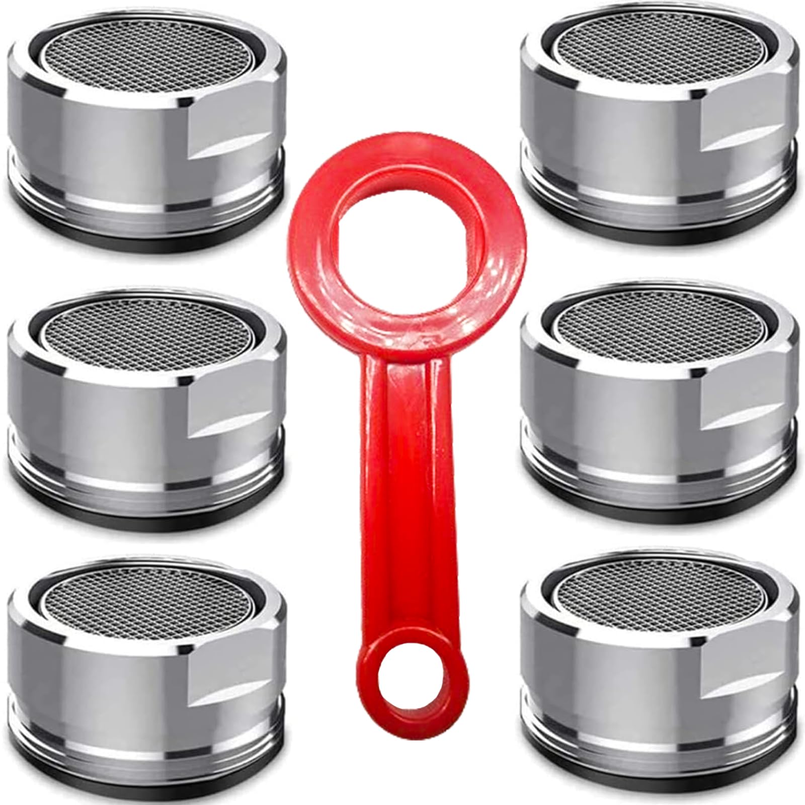 6PCS Faucet Aerator Bathroom Sink Standard Replacement Parts with Brass Shell 15/16 Inch 24mm External Thread Aerator Faucet Filter with Gasket and Wrench Suitable for Kitchen and Bathroom