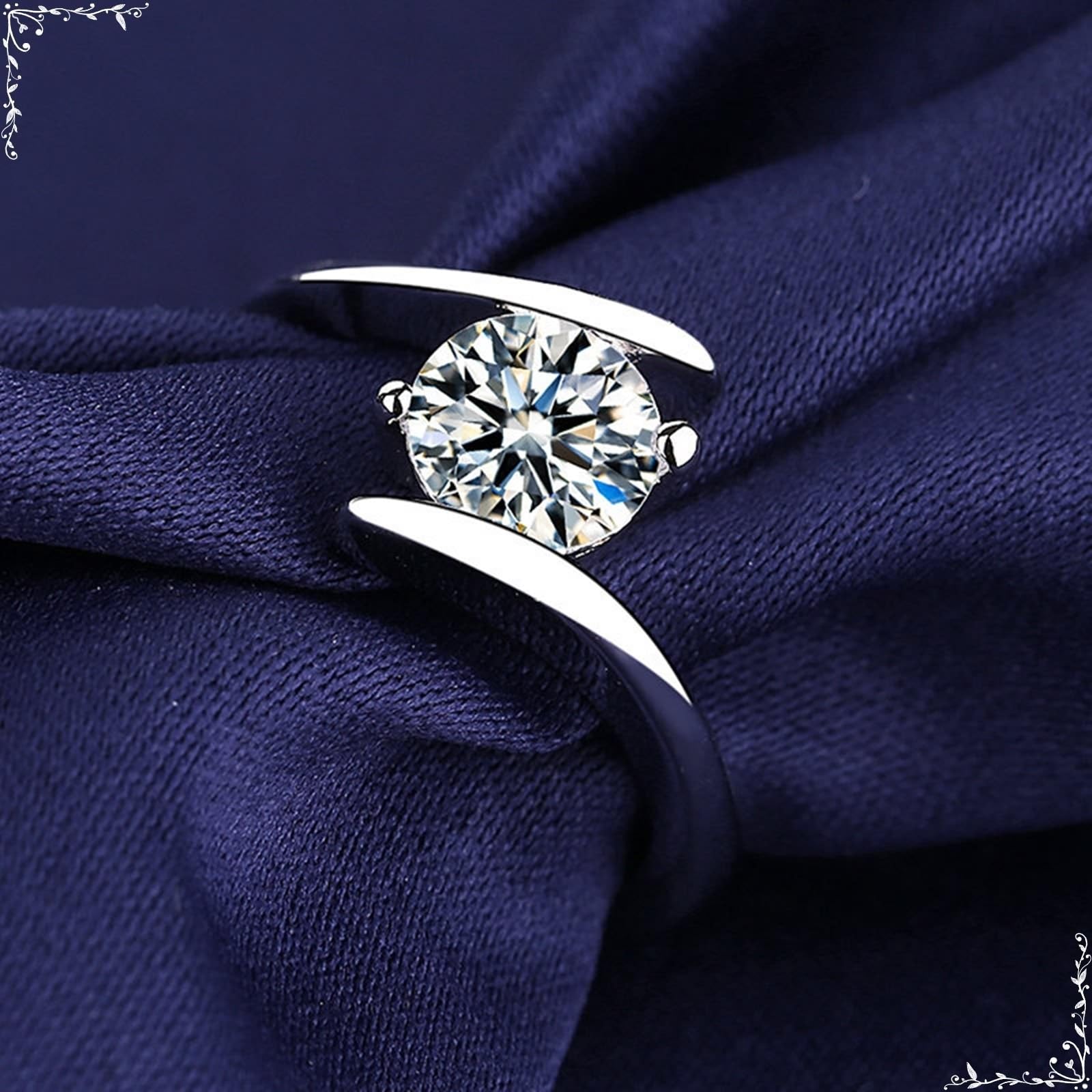 Promise Ring Band 14K białe złoto pierścionek dla kobiety Moissanite dwa pazury z cyrkonią rozmiar H 1/2 moda dla pań biżuteria rocznicowa