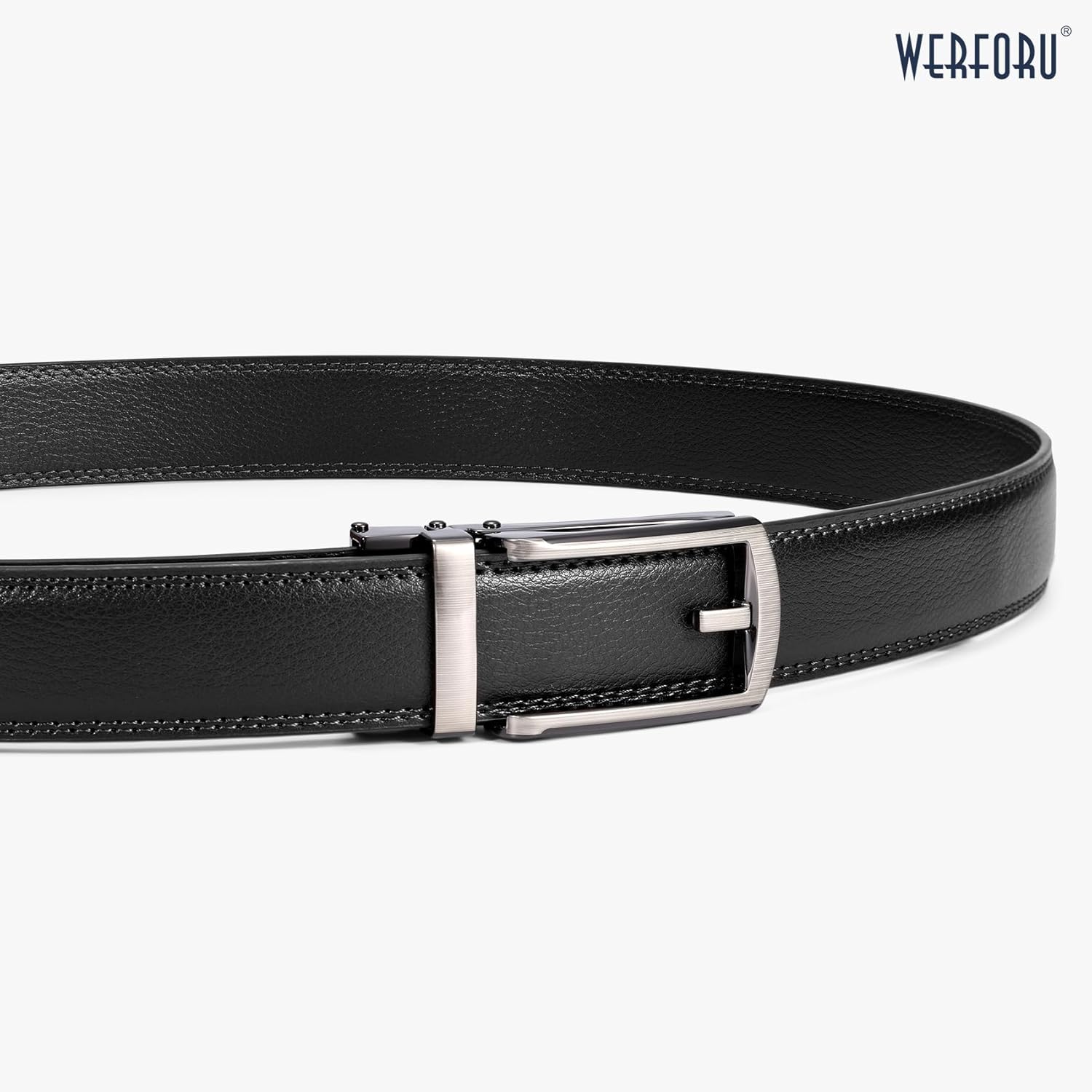 WERFORU Leather Ratchet Dress Belt for Men Perfect Fit Waist Size up to 50 inches with Automatic Buckle - Image 5