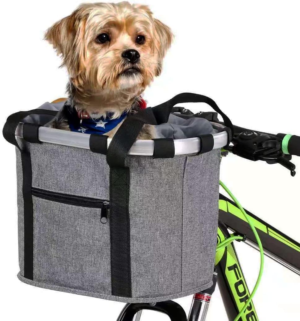 Collapsible Bike Basket, Folding Detachable Quick Release Easy Install, for Pet, Shopping, Commuter, Camping and Outdoor