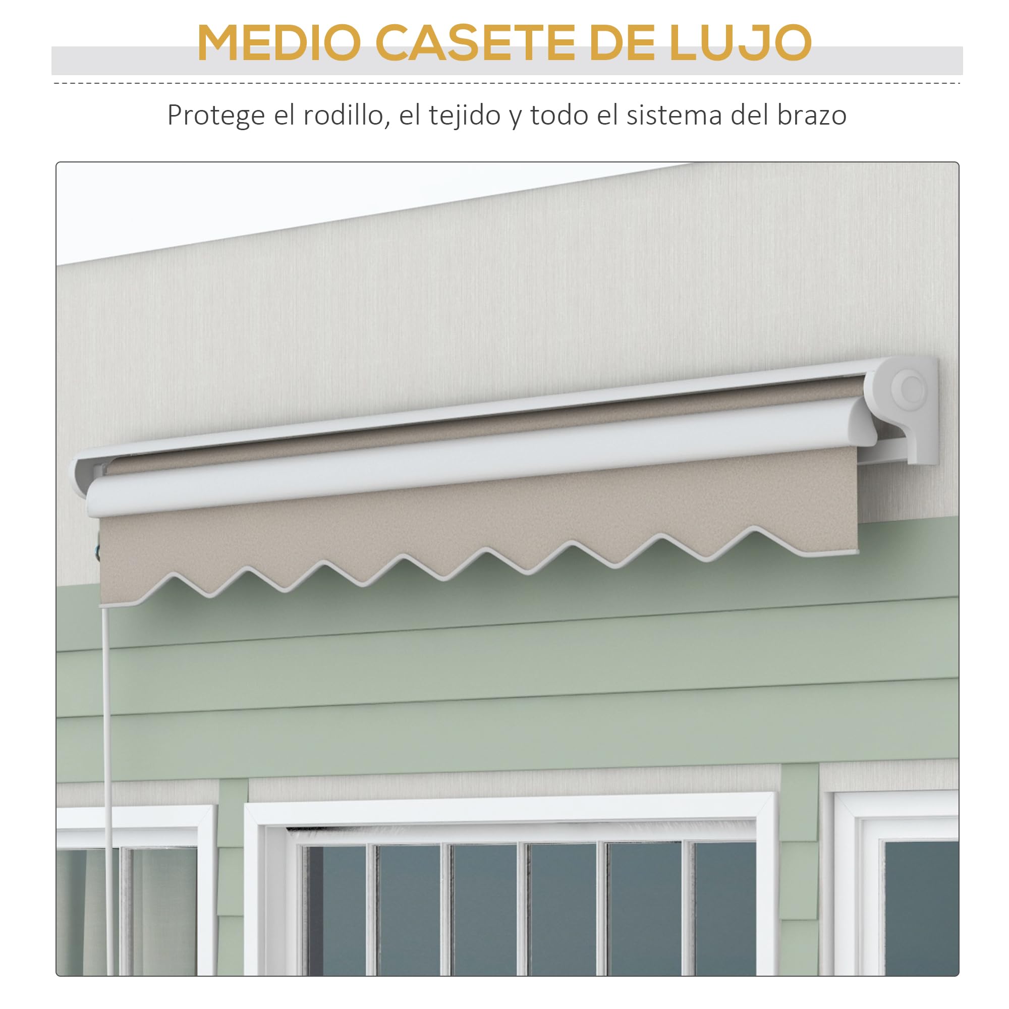 Outsunny Toldo Retráctil Eléctrico o Manual 250x200 cm para Balcón Crema | Toldo Portátil, Mando a Distancia, Manivela Manual, Marco de Aluminio, para Ventana Puerta Terraza Patio, Exterior