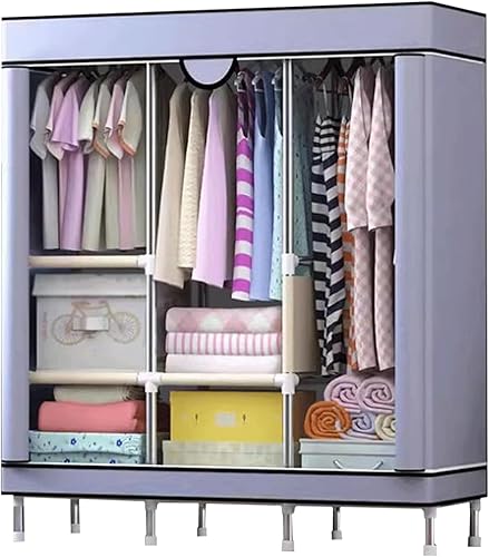 Miniatura 9 de large closets Wardrobe Closet with Pattern Cloth Cover Wardrobe Closet Steel Rack Closet for Clothes Saves Space Portable Storage Closet