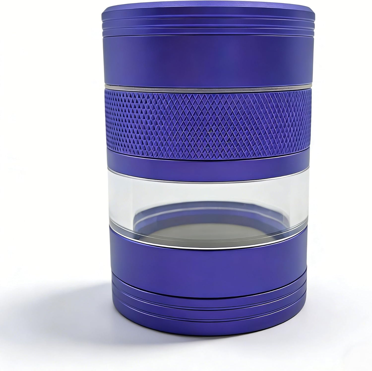 5-Layer Aluminum Spice Grinder, 55mm with Transparent Viewing Window, See-Through Design, 6 Colors (Purple)