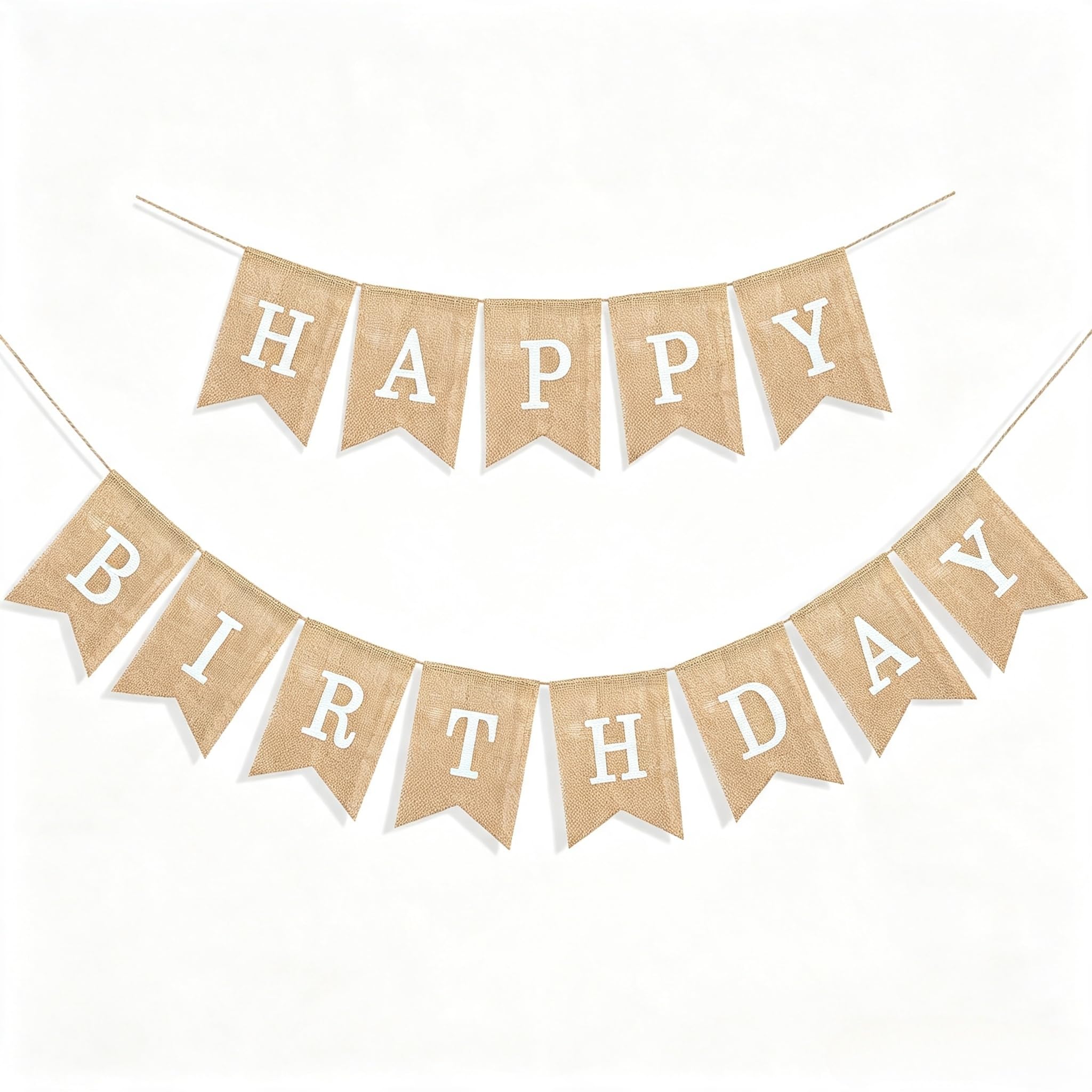 BAISEBAOFU Happy Birthday Banner, Pre Strung Burlap Happy Birthday Sign, Rustic Bunting for Indoor & Outdoor Birthday Party Decorations