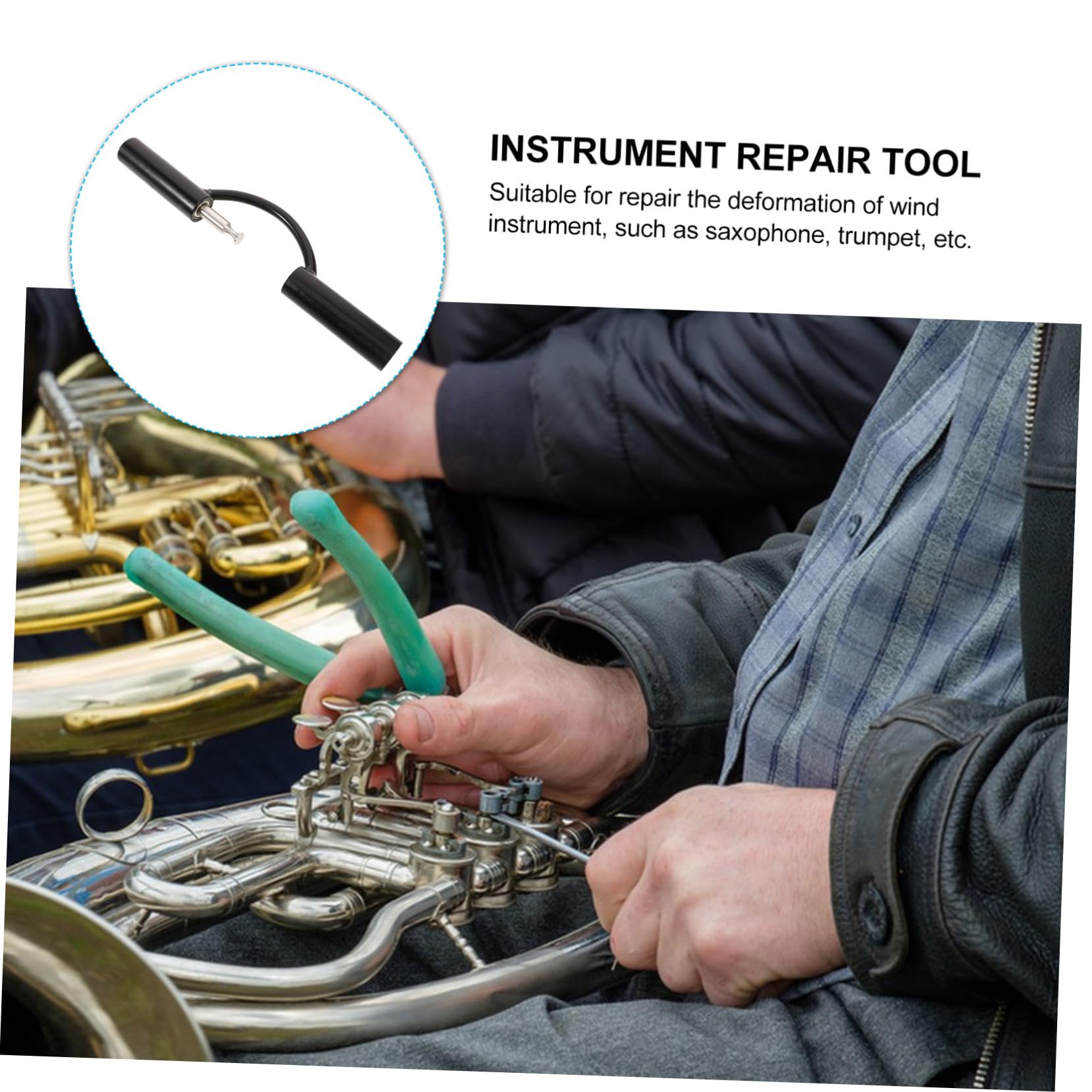 TOYANDONA Rullo in Metallo per Riparazione Deformazioni di Strumenti a Fiato, Accessorio per Sax e Tromba, Facile da Usare, Nero