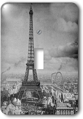 3dRose LLC LSP _ 6793_ 1Torre Eiffel París Francia 1889blanco y negro, individual interruptor de palanca