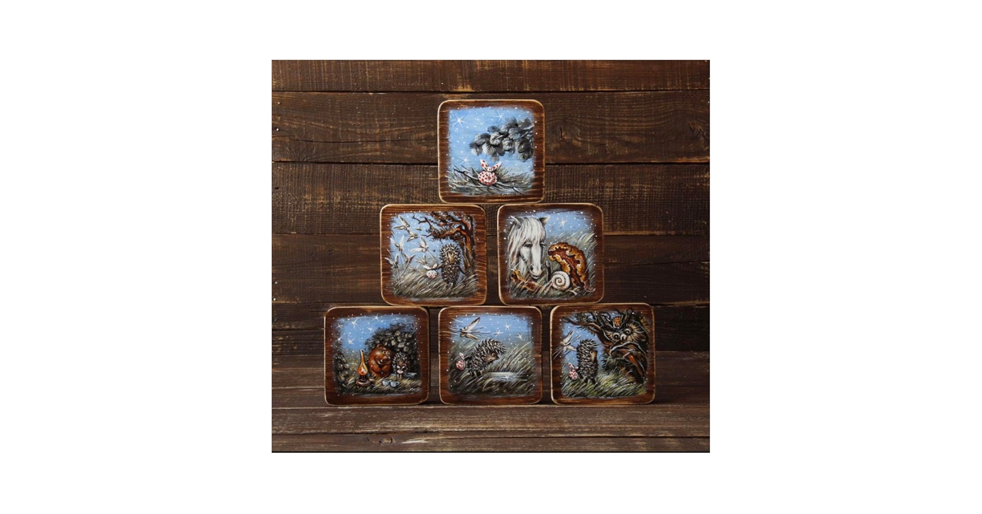 Amazon.co.jp: 確認画像ロシア雑貨『霧の中のハリネズミ』木製