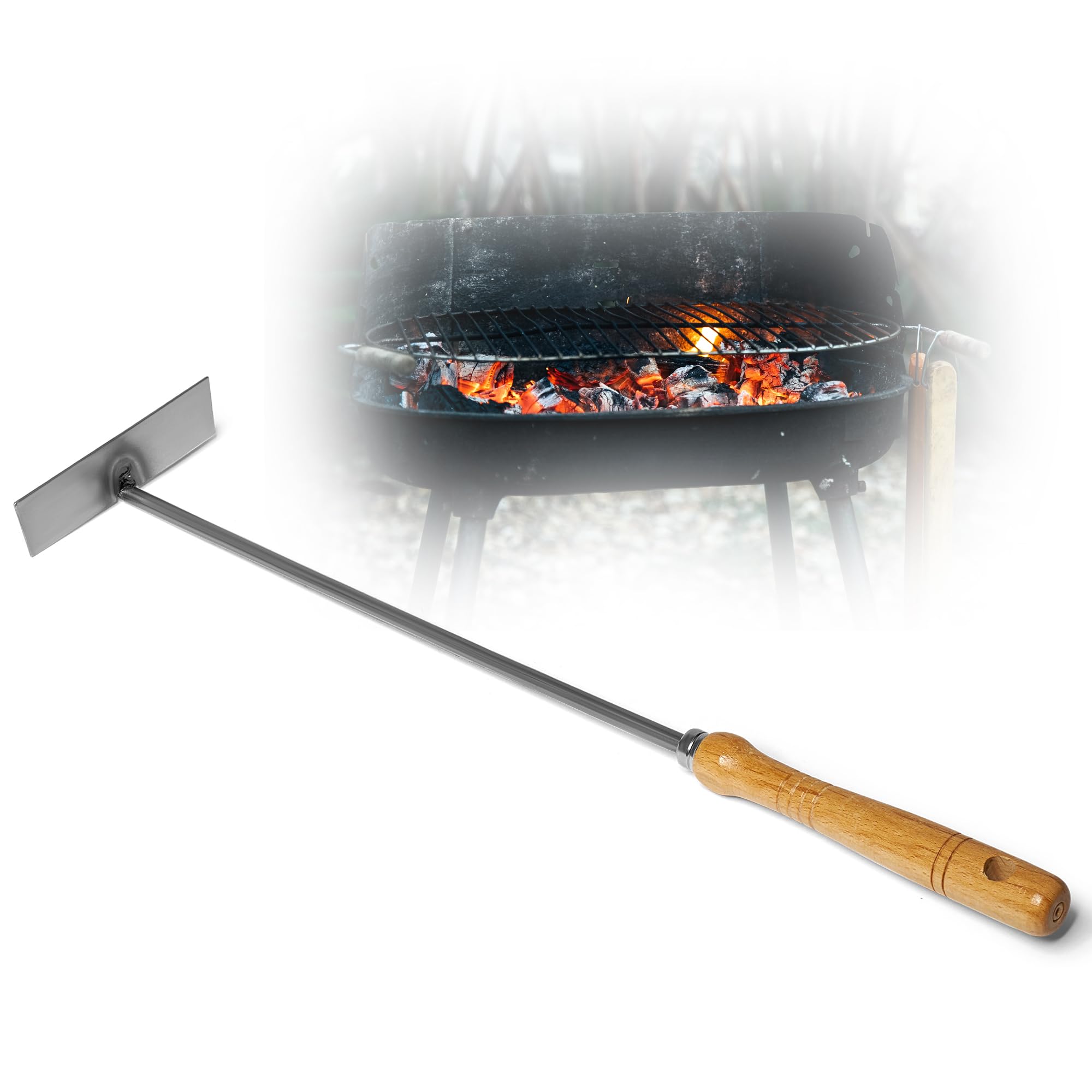 1 tirabrace con manico in legno, accessori per camino, 1 pezzo