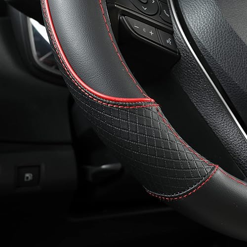 Miniatura 3 de GIANT PANDA Cubierta del volante para Toyota, cubierta del volante del coche auto para Toyota Highlander 4Runner Tacoma Corolla Camry - Negro+Rojo