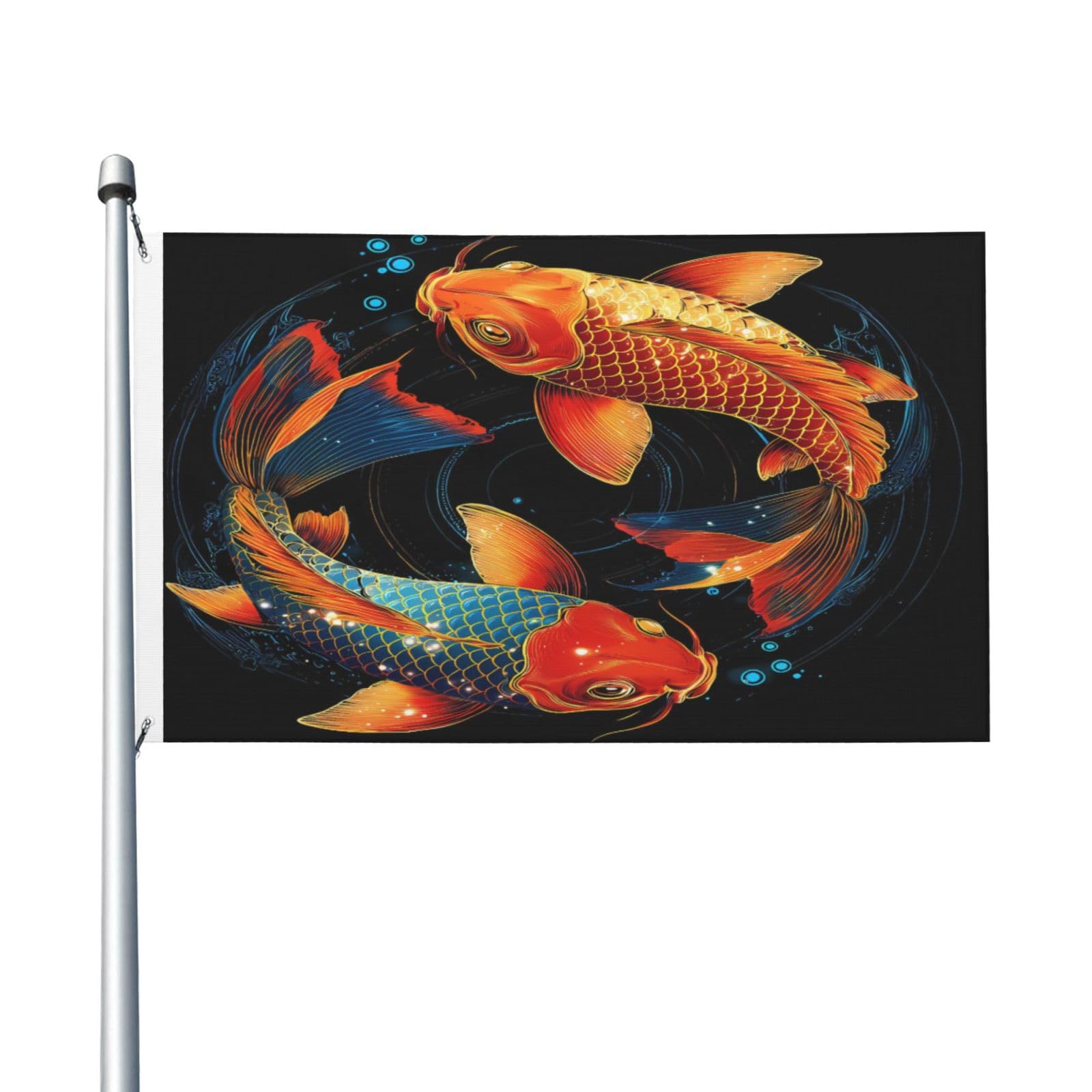 Mexpekil Red Gold Koi Fish Flags 5ft X 3ft with Eyelets Double Sided Festival Flag Outdoor Decorative Banner for World Cup Football, Street, Party, Holiday, Home