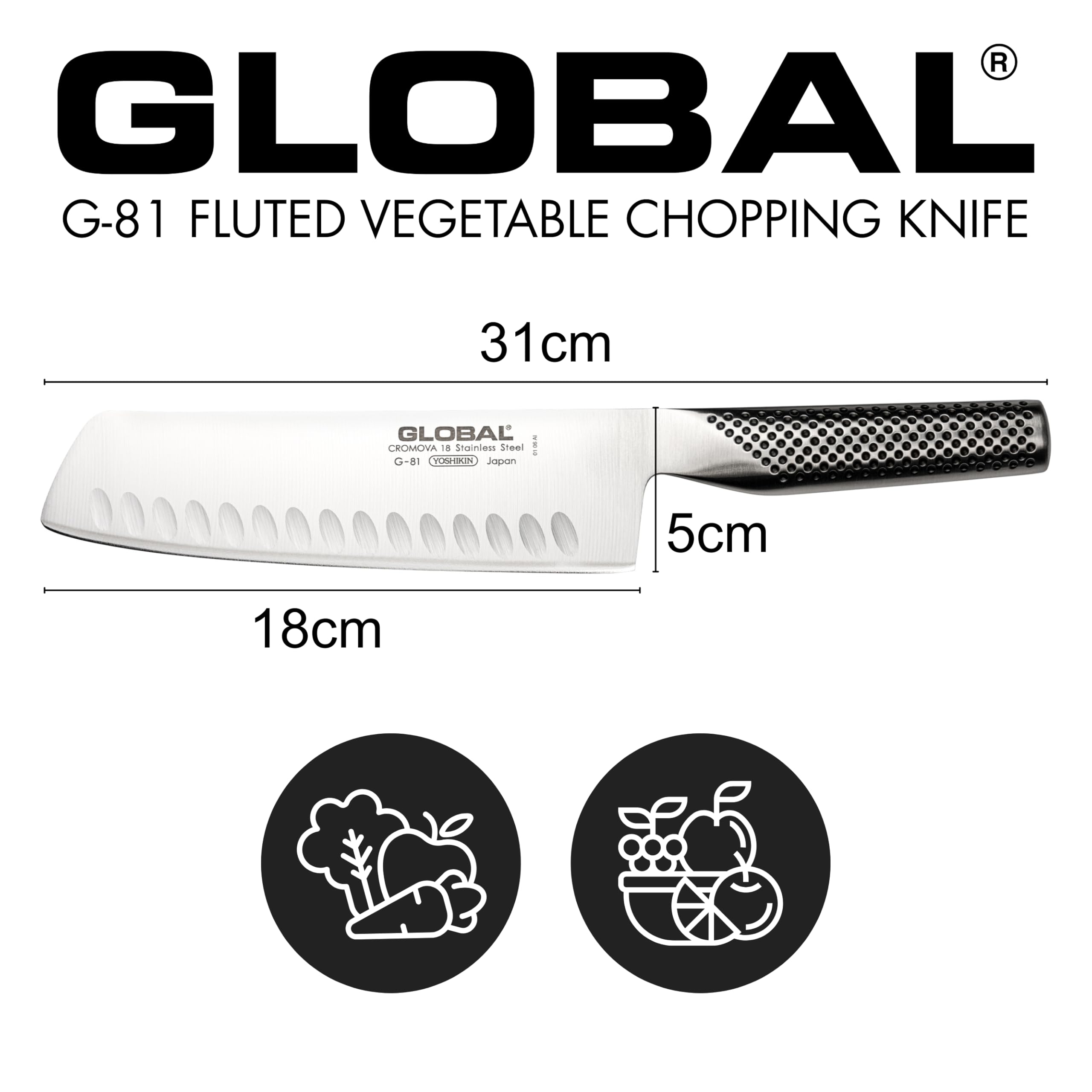 GlGlobal- G81 ( vecchio codice: G56) Vegetable-Fluted-knife (cm.18)