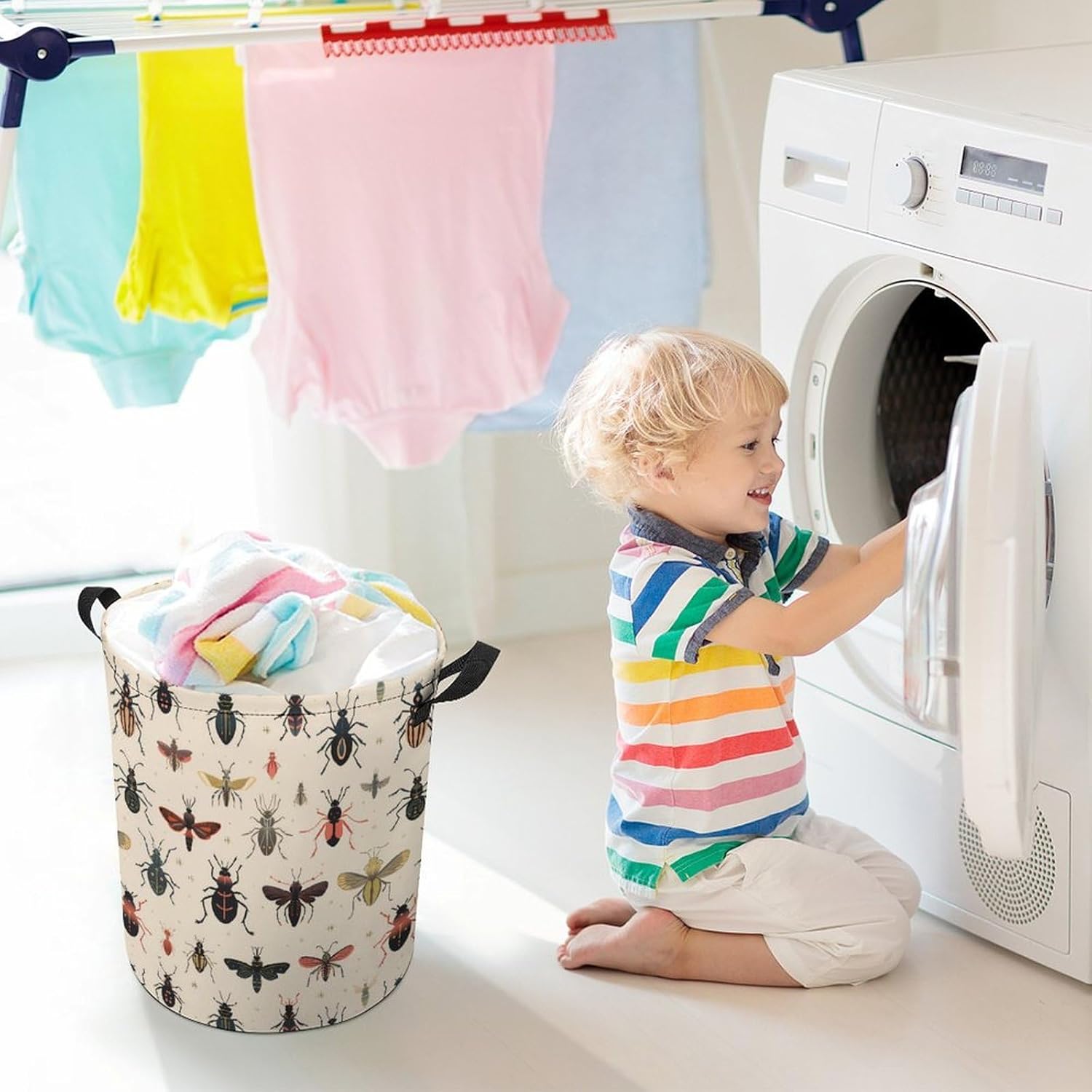 Insect Novelty Collapsible Laundry Baskets Waterproof Clothes Hamper Storage Bins with Handles 13.8"x13.8"x17.3" 17.3"x17.3"x17.3"