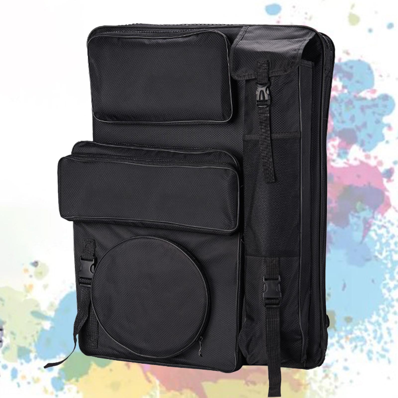 Zaino Artistico Borsa Porta Tavole Disegno Manico E Spallacci Tessuto Durevole Adatta per Viaggi Attività Esterne Studio D'Arte, nero