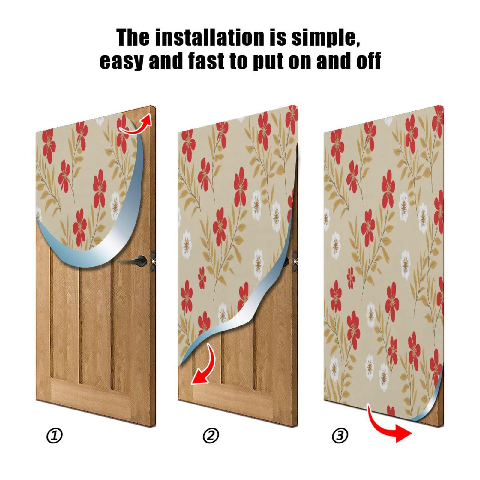 FLildon Small Natural Flowers Door Cover Decoration, Party Accessory Porch Decor for Festive Ornament Room Door Covers 35 x 79 Inch