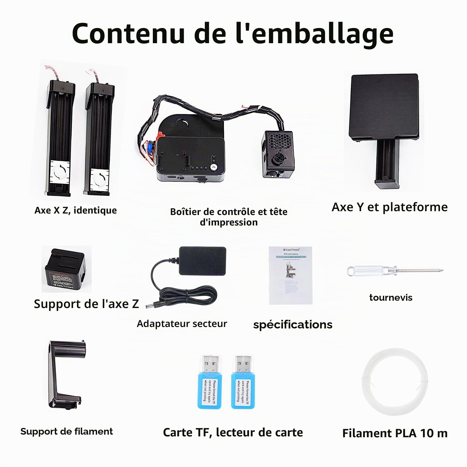 Imprimante 3D Portable EasyThreed, Mini Machine D' de Bureau, Fonctionnement Léger et Silencieux pour Les Enfants et Les Débutants (Prise UE)
