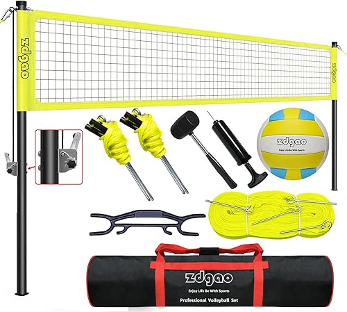 Miniatura 8 de Red de voleibol para exteriores juego de voleibol portátil para patio trasero con red de voleibol profesional bola de hilo envolvente y bomba línea