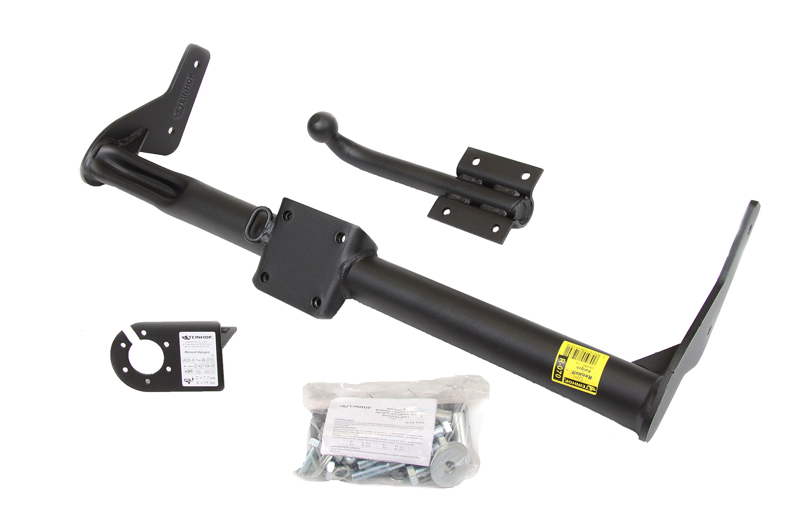 STEINHOF Gancio Di Traino Fisso Per Renault Kangoo II (05.2013-2020) Con Kit Elettrico 7-Poli Universale