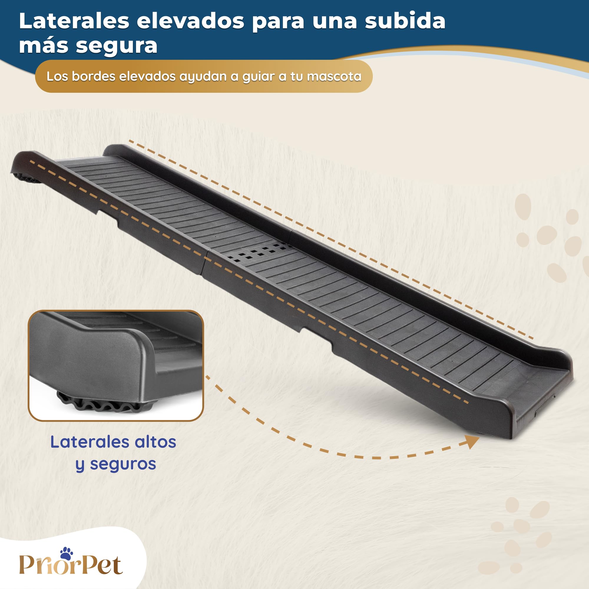 Rampa para Perros para Coche – Estable – Rampa Antideslizante de Goma para Perros Grandes – 174 cm Largo & 38 cm Ancho – para Mascotas hasta 85 kg – Rampa Plegable para SUV – Gris Oscuro