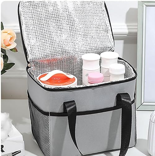 Miniatura 3 de Lonchera para mujeres y hombres, bolsa de almuerzo aislada con contenedor enfriador de gran capacidad y bolsillo de malla para trabajo, oficina,