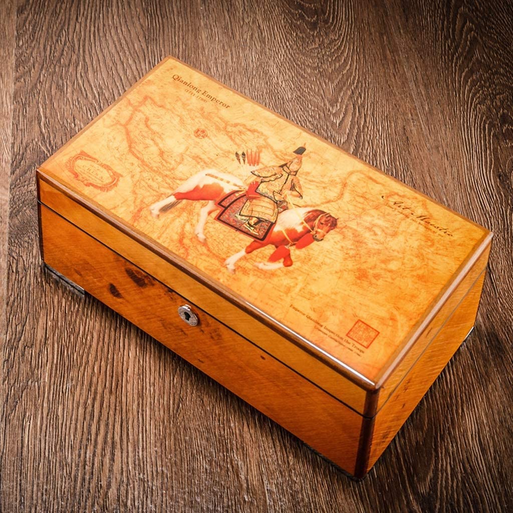 Uhrenbox, 4 Fächer, Massivholz, Uhrenbox, professioneller Halter, Organizer für Uhren, Schmuck, Uhrengehäuse, Vitrine, Uhrengehäuse (D 25 x 14 x 10,2 cm)