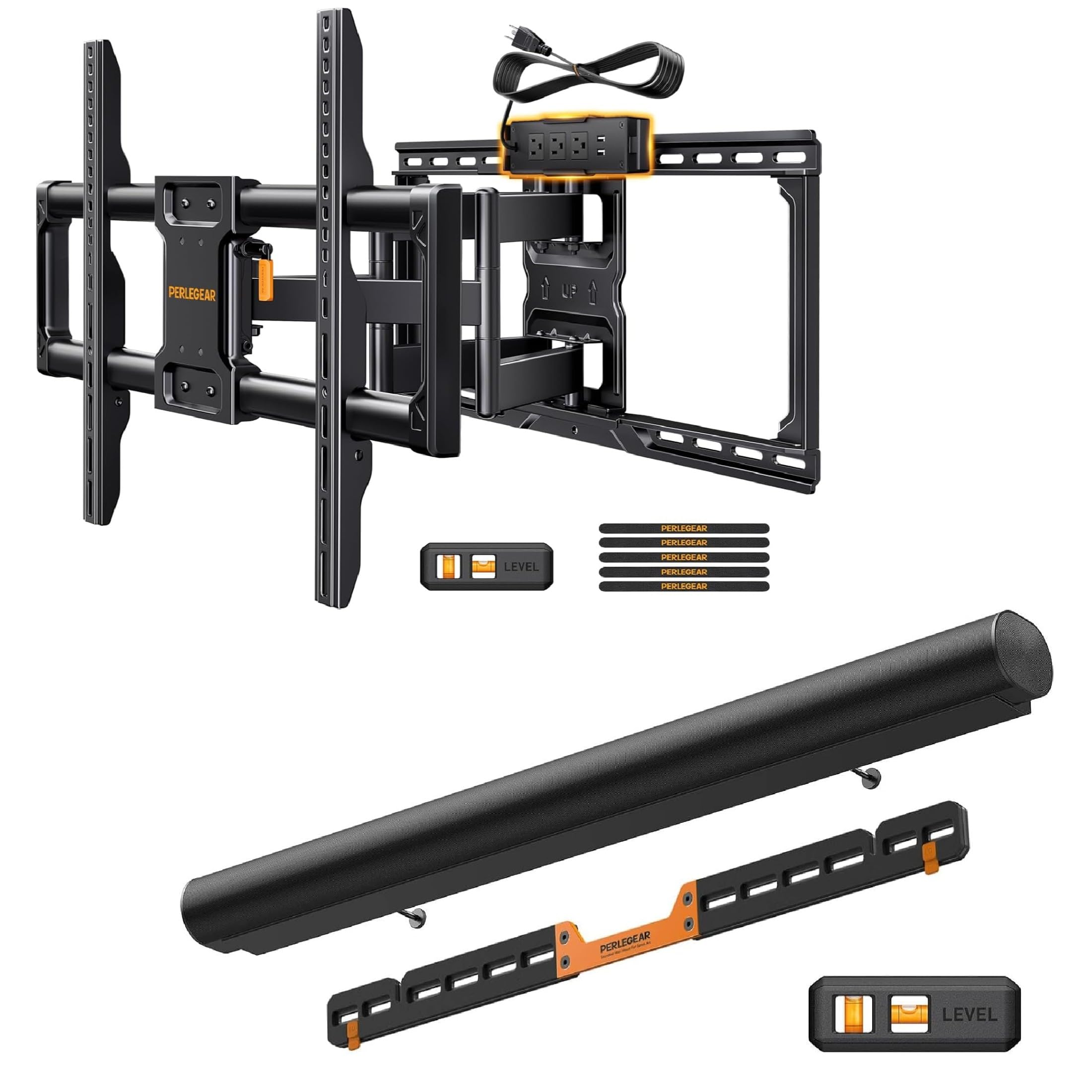 Amazon.com: Perlegear Full Motion TV Wall Mount with Power Strip