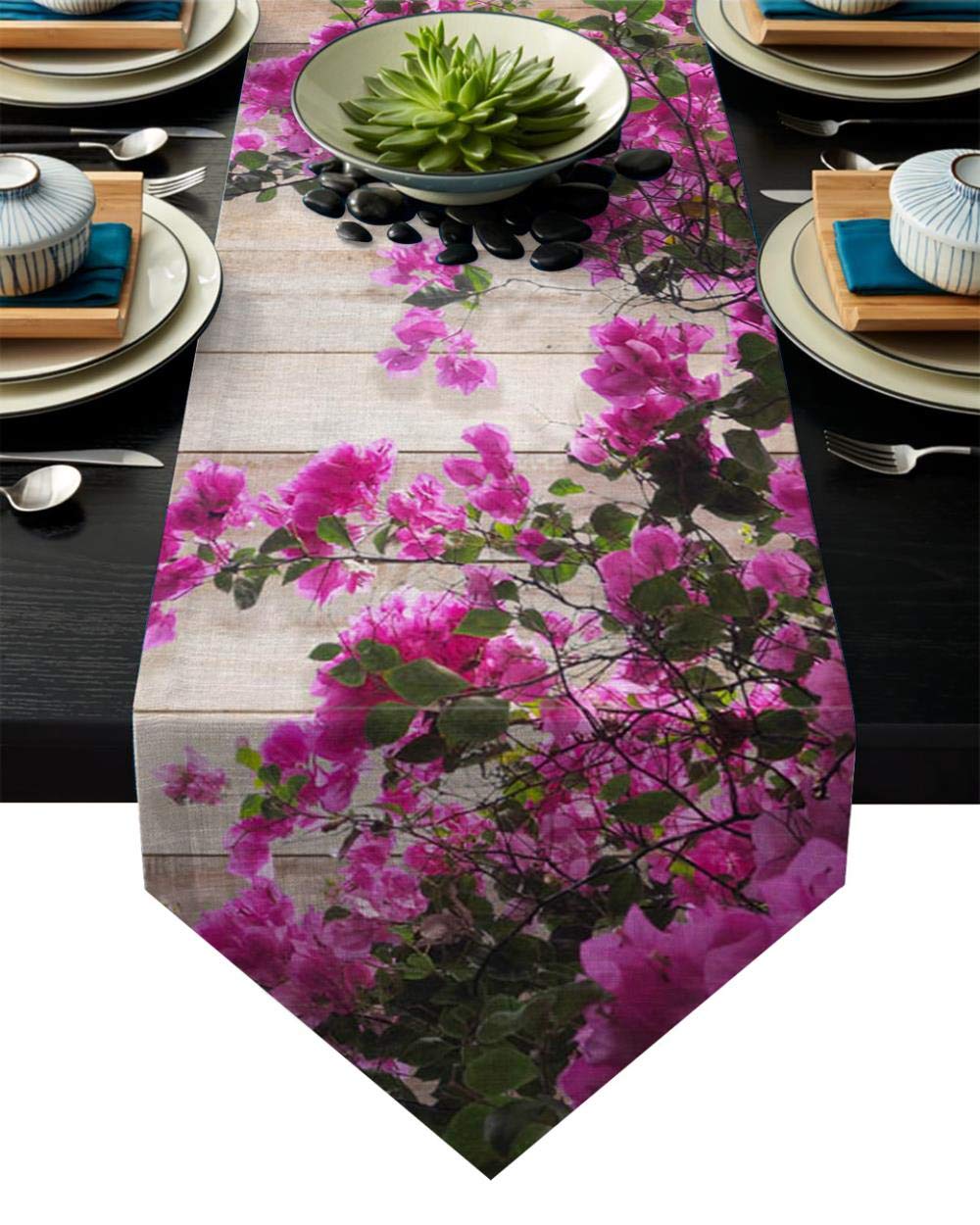 Cllym Flowers Plank Wall Table Runner Table Flag Home Party Decorative Tablecloth Table Runners,46x183cm