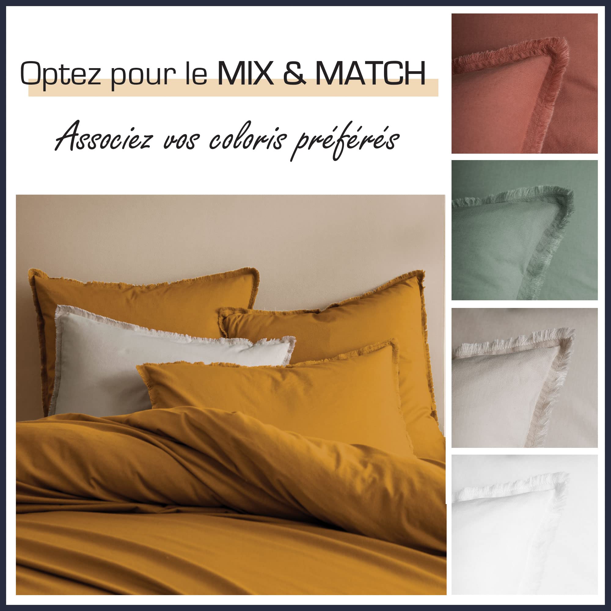 MATT & ROSE Housse de Couette Coton LAVÉ Unie 100% Coton