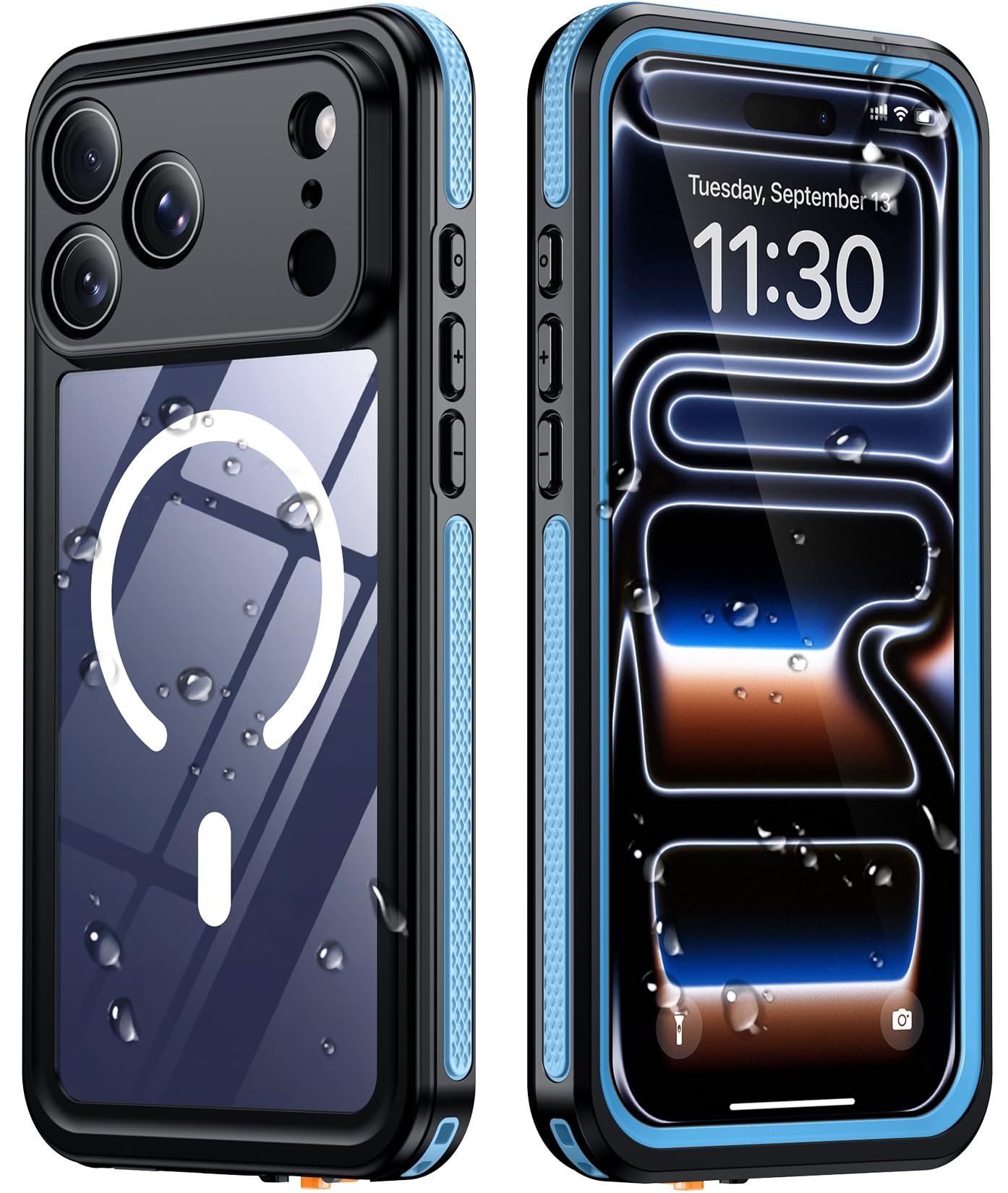 Temdan Designed for iPhone 17 Pro Case Waterproof, Blue/Clear