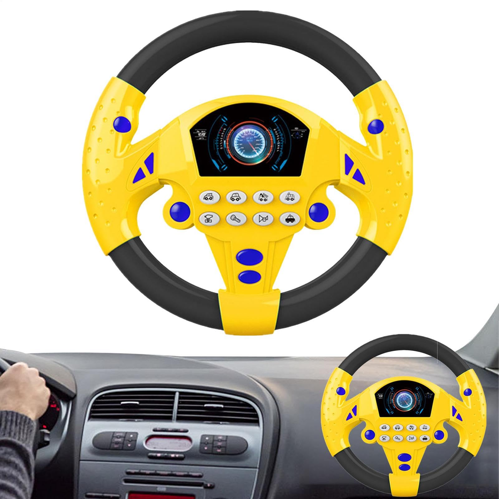 Tklwpai Steering Wheel Toy, Kids Interactive Driving Toy, Simulation Steering Wheel With Multiple Buttons, Pretend Driving Learning Educational Toys For 3+ Year Old