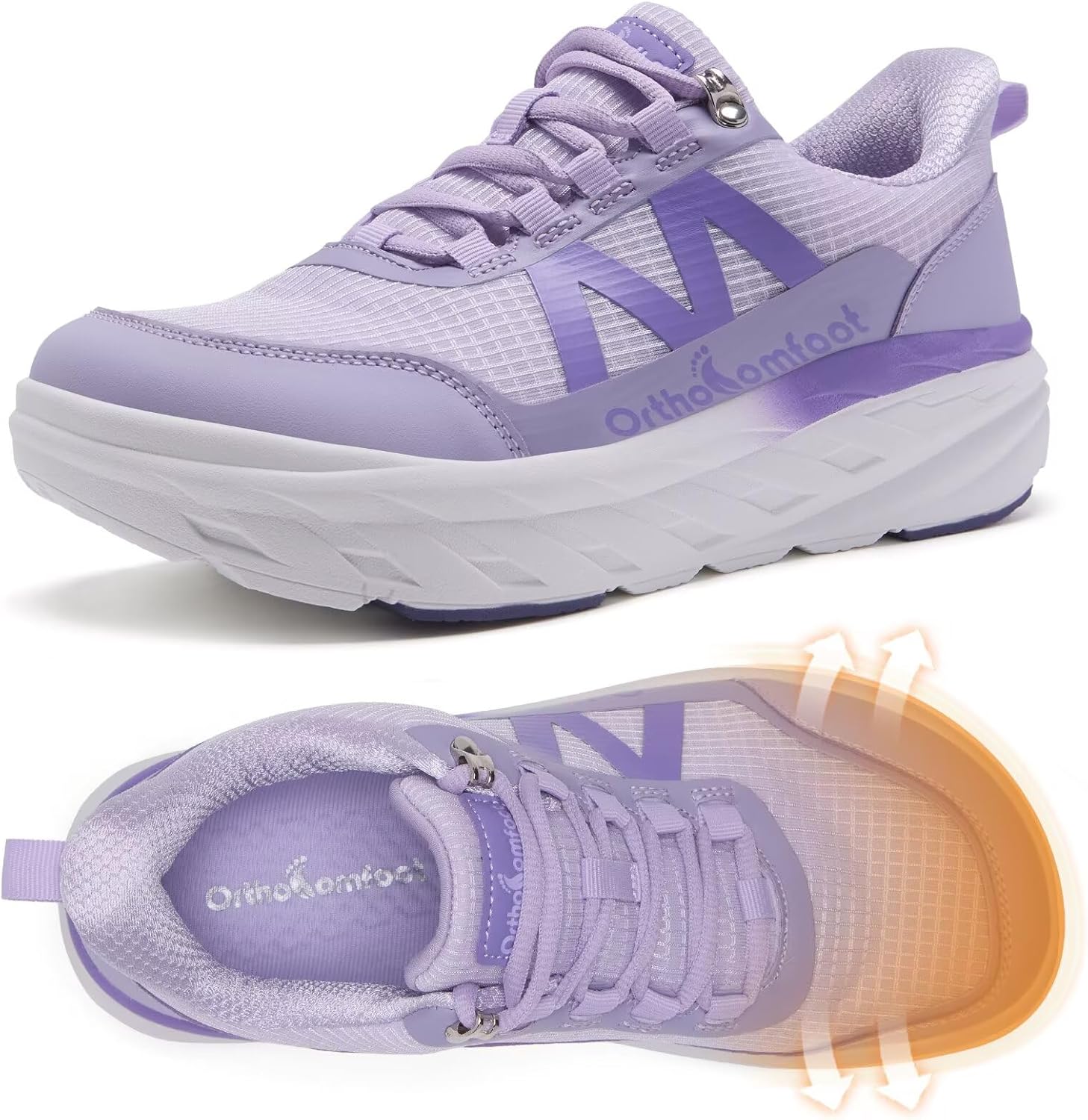 Women's Orthopedic Diabetic Wide Walking Shoes: Comfortable Arch Support Plantar Fasciitis Orthotic Slip On/Off Sport Running Sneakers, Casual Flat Feet Swollen Athletic Shoes for Foot Heel and Pain