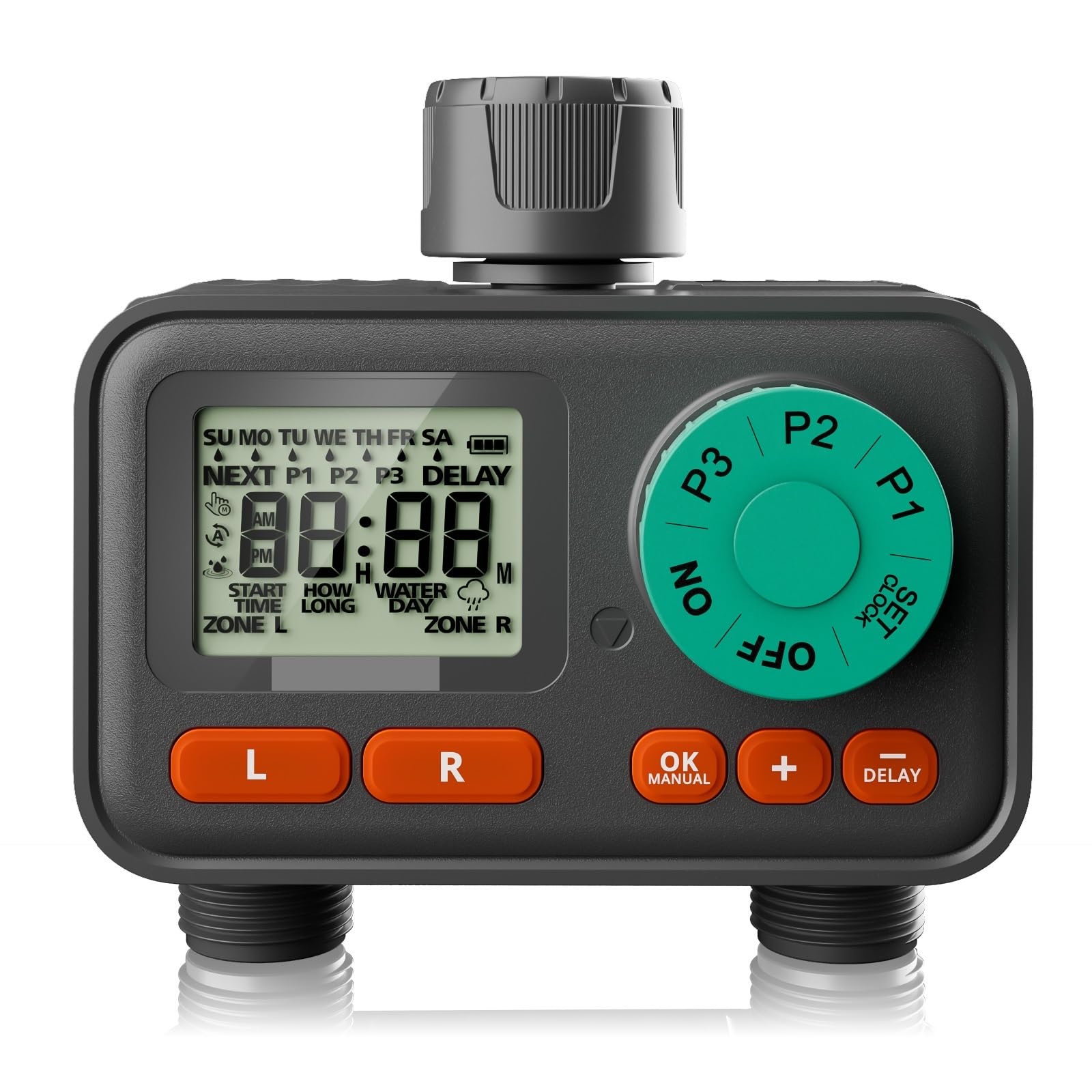 Timer per l'irrigazione, Timer for irrigazione a 2 zone con 3 programmi separati, timer for irrigazione programmabile a 7 giorni for tubo da giardino
