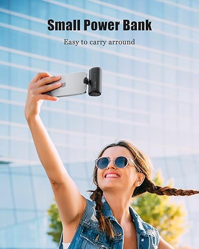 Miniatura 6 de Cargador portátil pequeño, mini banco de energía de 5000 mAh, 20 W PD bidireccional de carga rápida, compacto, esenciales de viaje compatible con