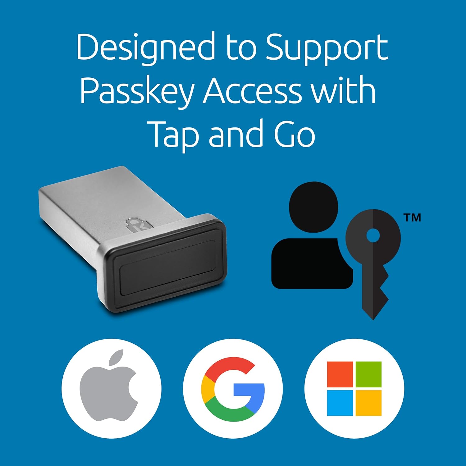 Kensington VeriMark™ Gen2 USB-A Fingerprint Key Reader - Windows Hello & Windows Hello for Business, Tap and Go, Anti-Spoofing (K64704WW)