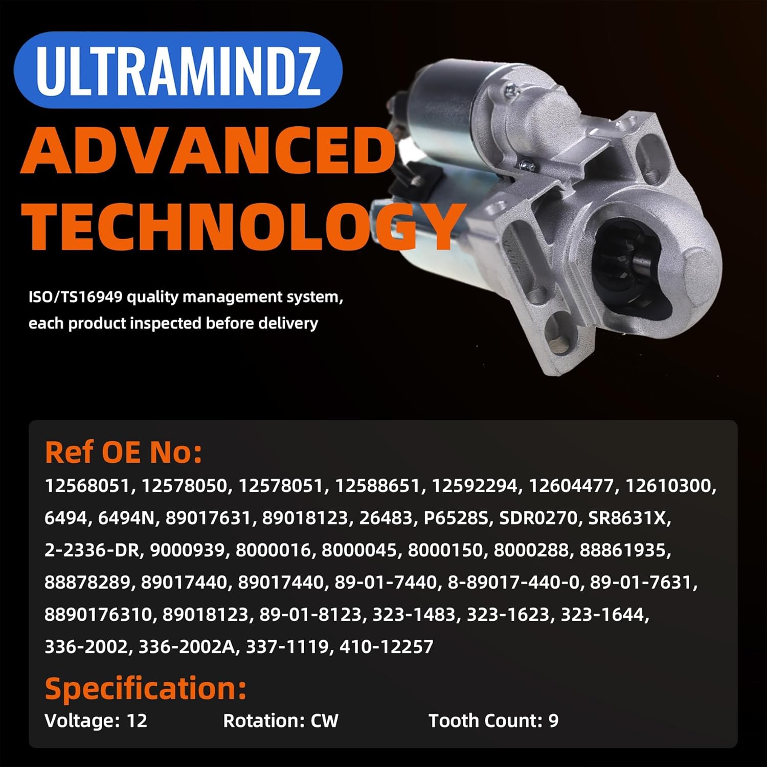 6494N Starter for GMC Yukon Sierra 1500 Envoy Savana 1500 2500 3500 4.8L 5.3L/ for Buick Rainier for Cadillac Escalade for Isuzu Ascender for Saab 9-7x 5.3L 12568051 89018123