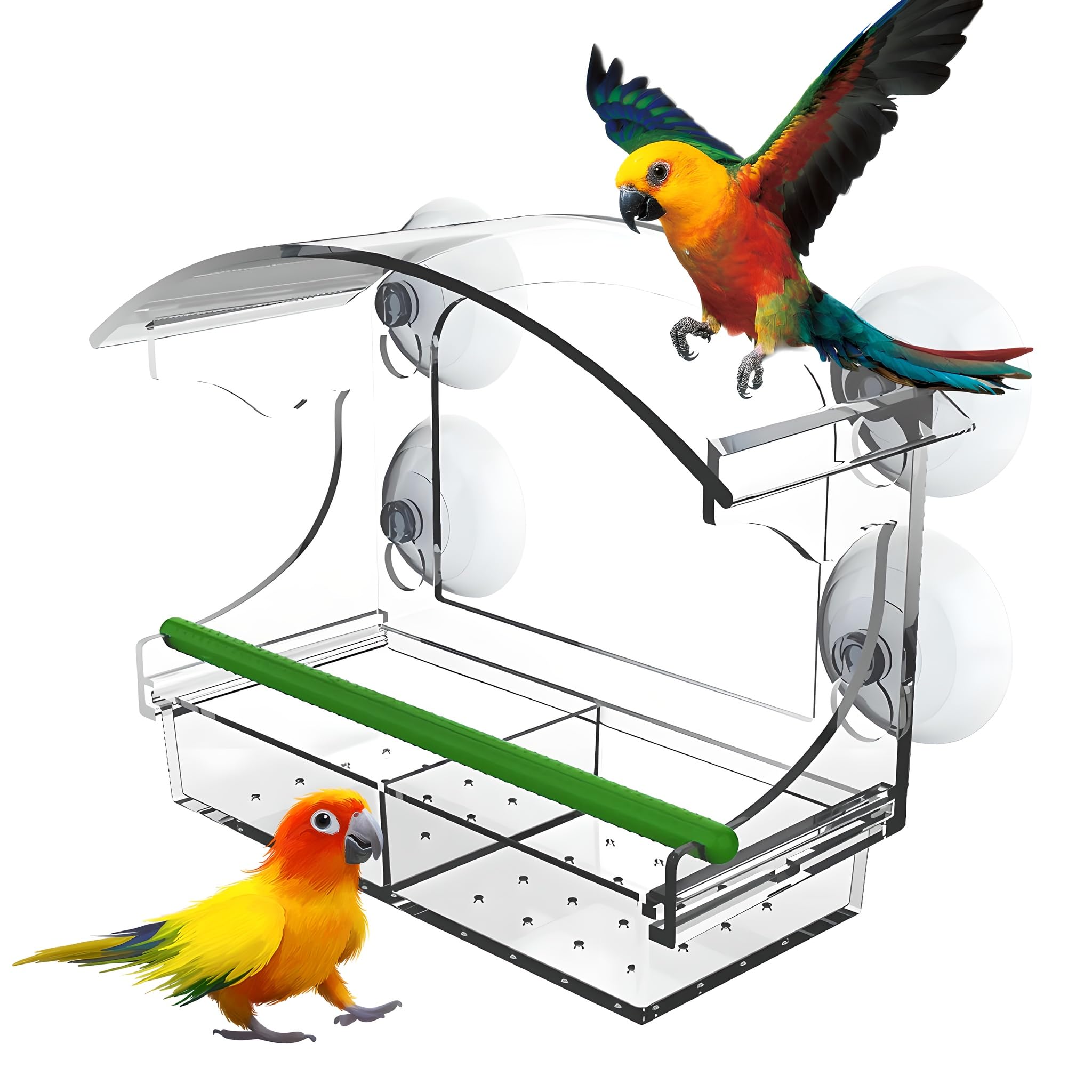 Window Bird Feeder, Pigeon-proof Window Feeder with 4 Strong Suction Cups, Sturdy and Durable Acrylic Bird Feeders for Small Birds Only for Outdoor Bird Garden Decor