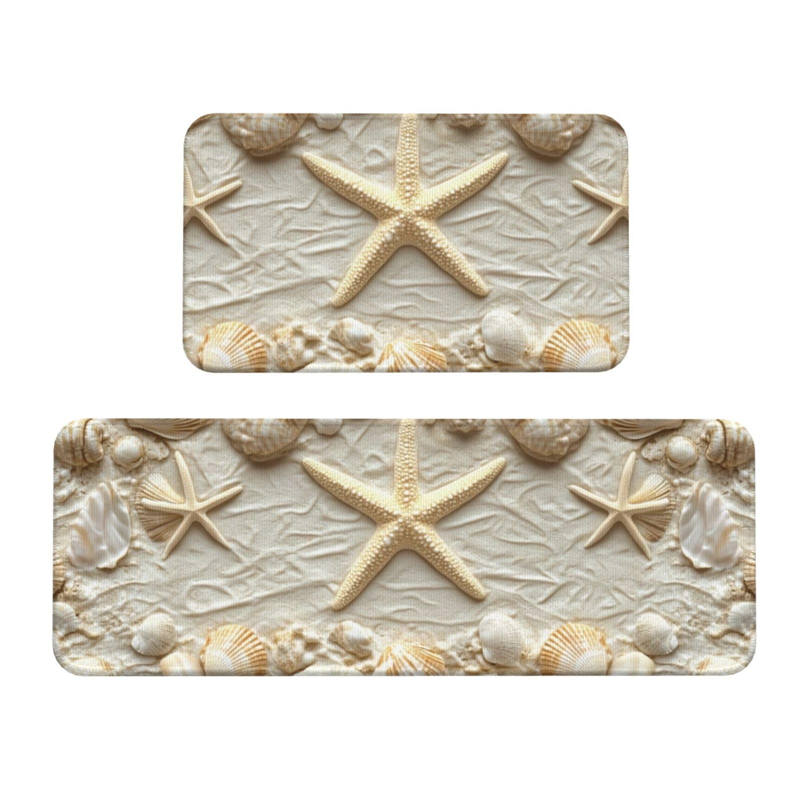 Alfombras de cocina para suelo con diseño marino juego de 2 tapetes acolchados lavables