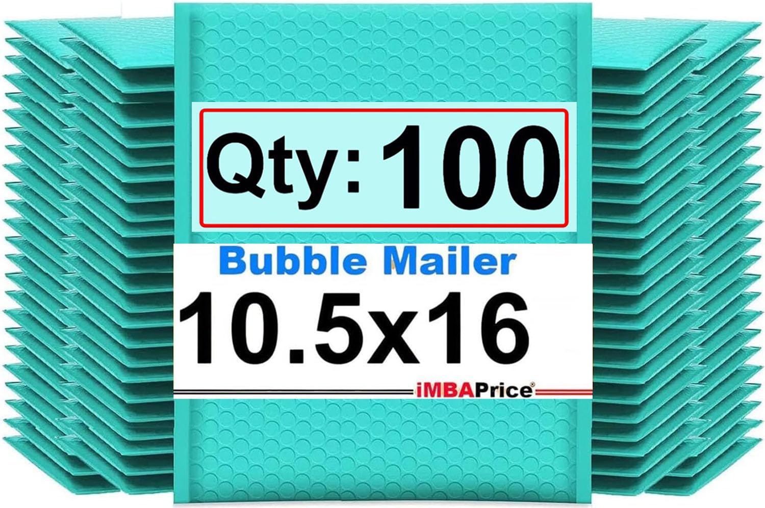 iMBAPrice 100-Pack #5 (10.5" x 15.25") Premium Teal Color Self Seal Poly Bubble Mailers Padded Shipping Envelopes (Total 100 Bags)