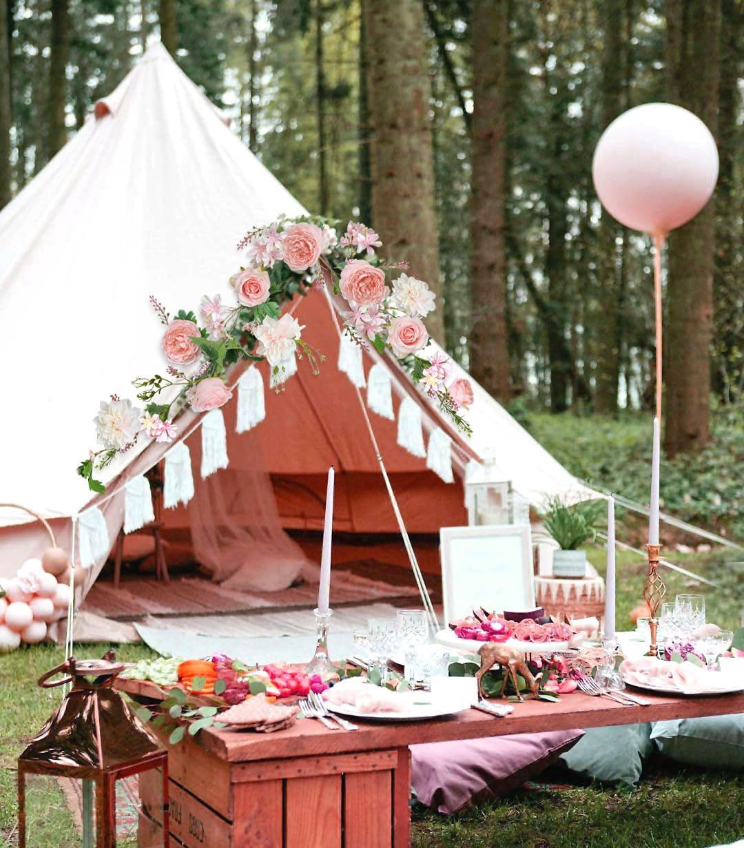 Rose Flower Vine, Peony Flowers, Center Flower Decoration, 6' Length, Floral Garland for Wedding Decor Home Table Runner Mantle Decoration - Image 7