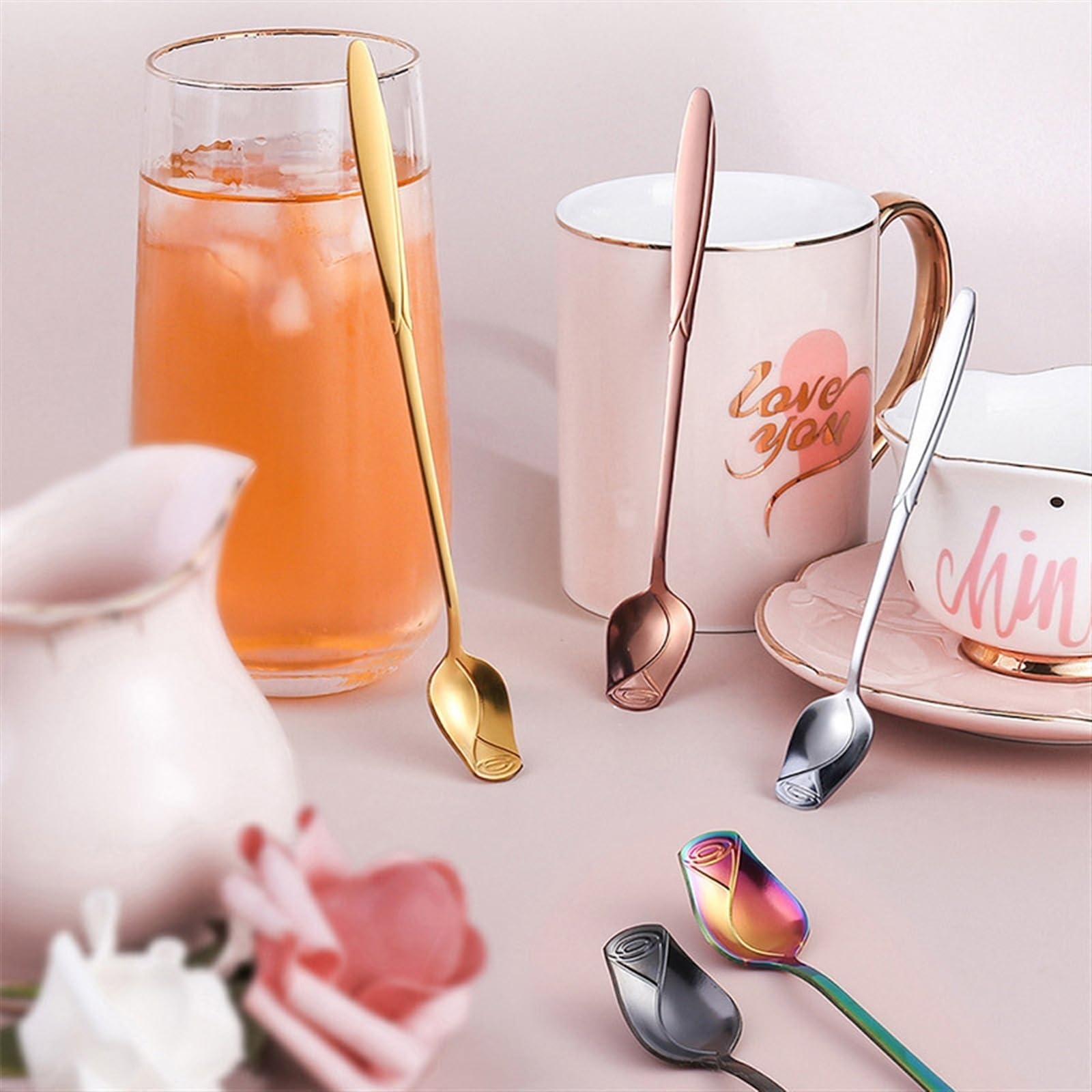 6 mini cucchiaini da caffè vintage con manico creativo a forma
