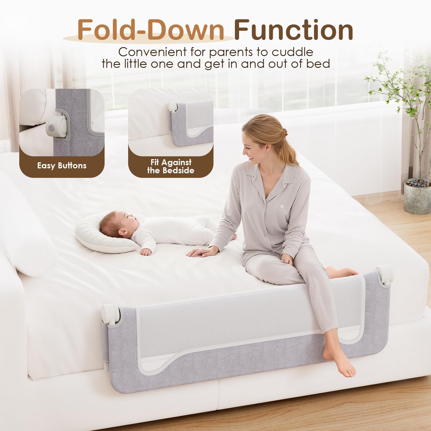 Bed Rail for Toddlers, 47 Inch Swing Down Toddler Bed Rails thumbnail
