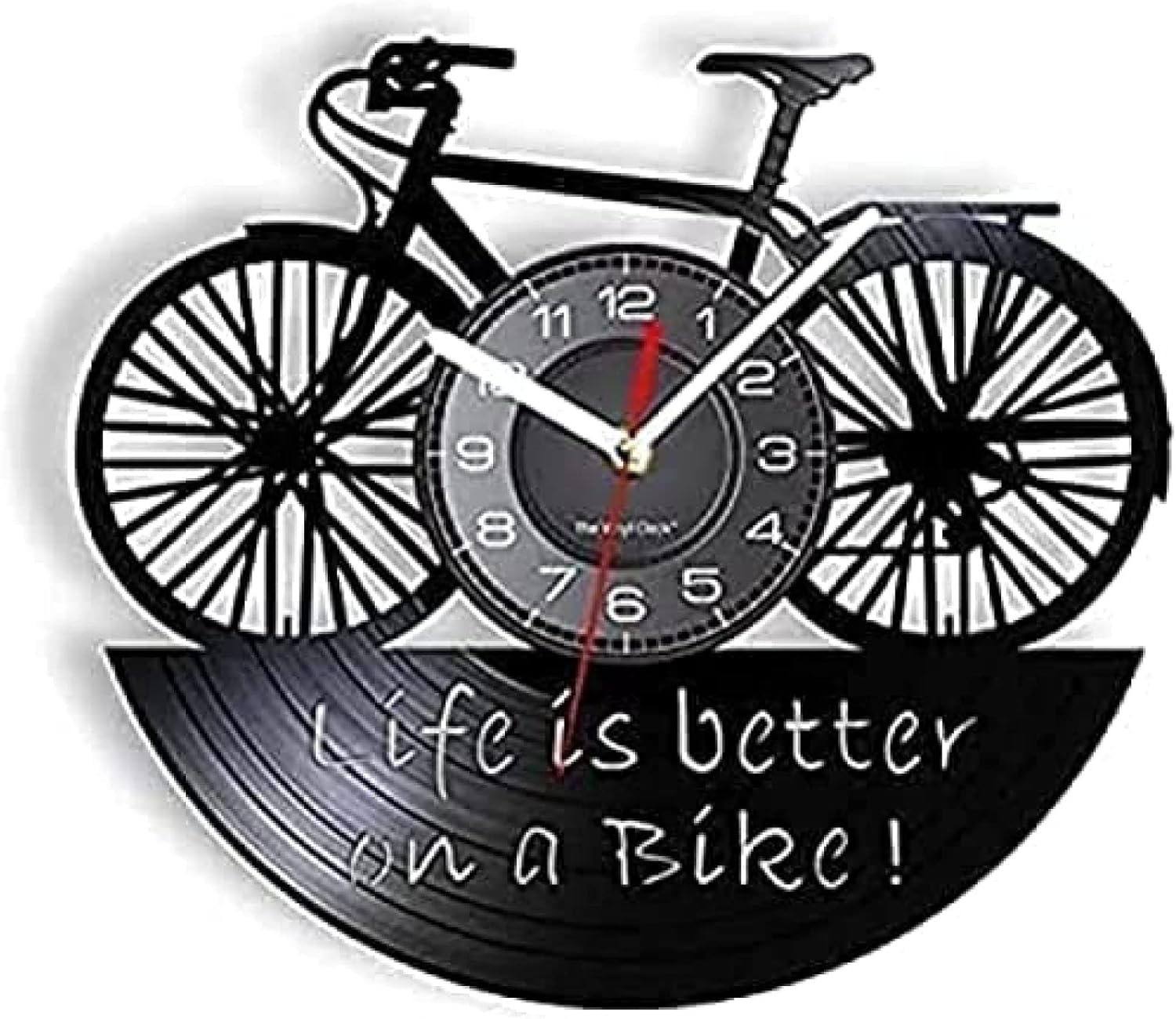 Wall Clocks for Living Room No Ticking Wall Clock Bicycle Cycle Design Life is Better On A Bike Retro Biker Home Cyclist Vinyl Craft