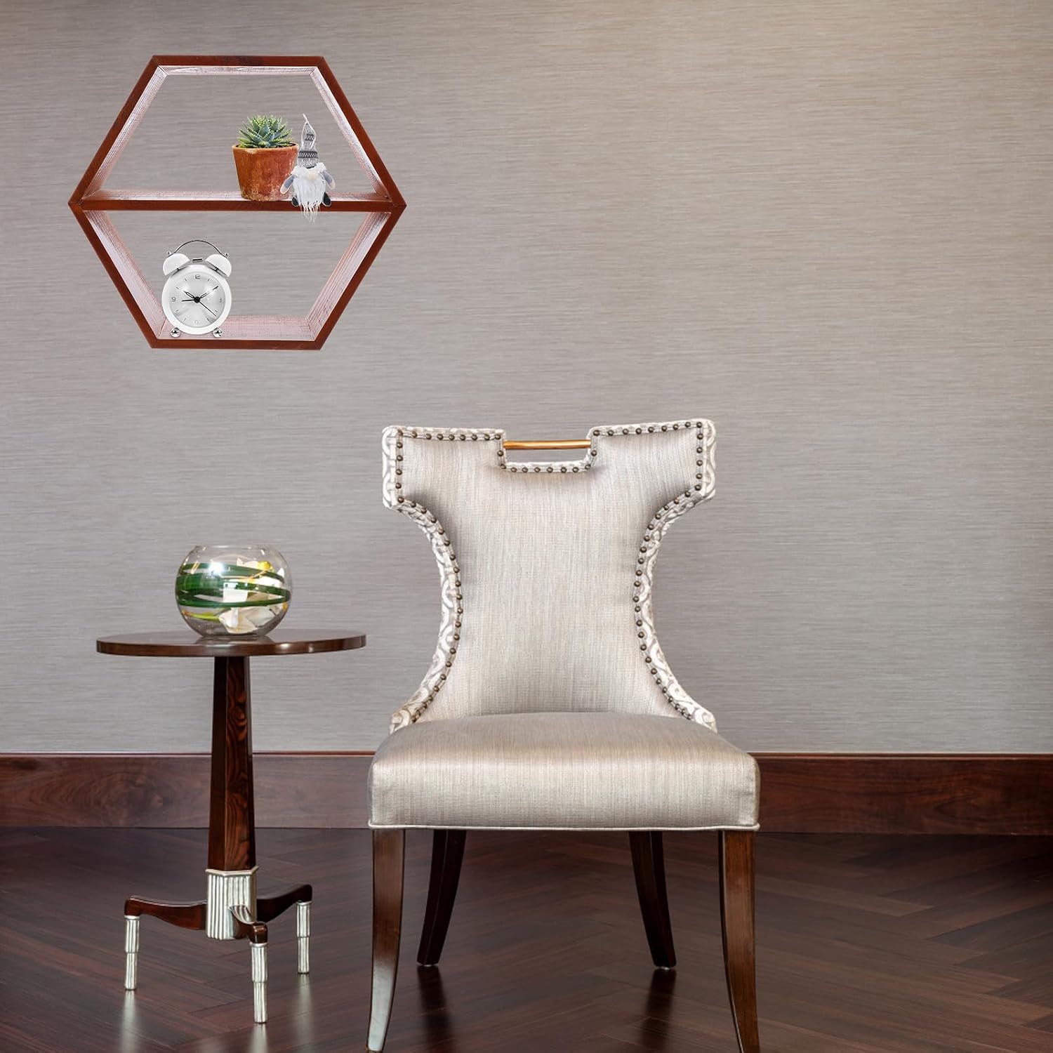 UPKOCH Hexagonal Wood Wall-Mounted Shelf with Polished Edges, Creative and Practical Storage Holder for Home Décor, Unique Brown Floating Storage Rack for Bedroom or Living Room