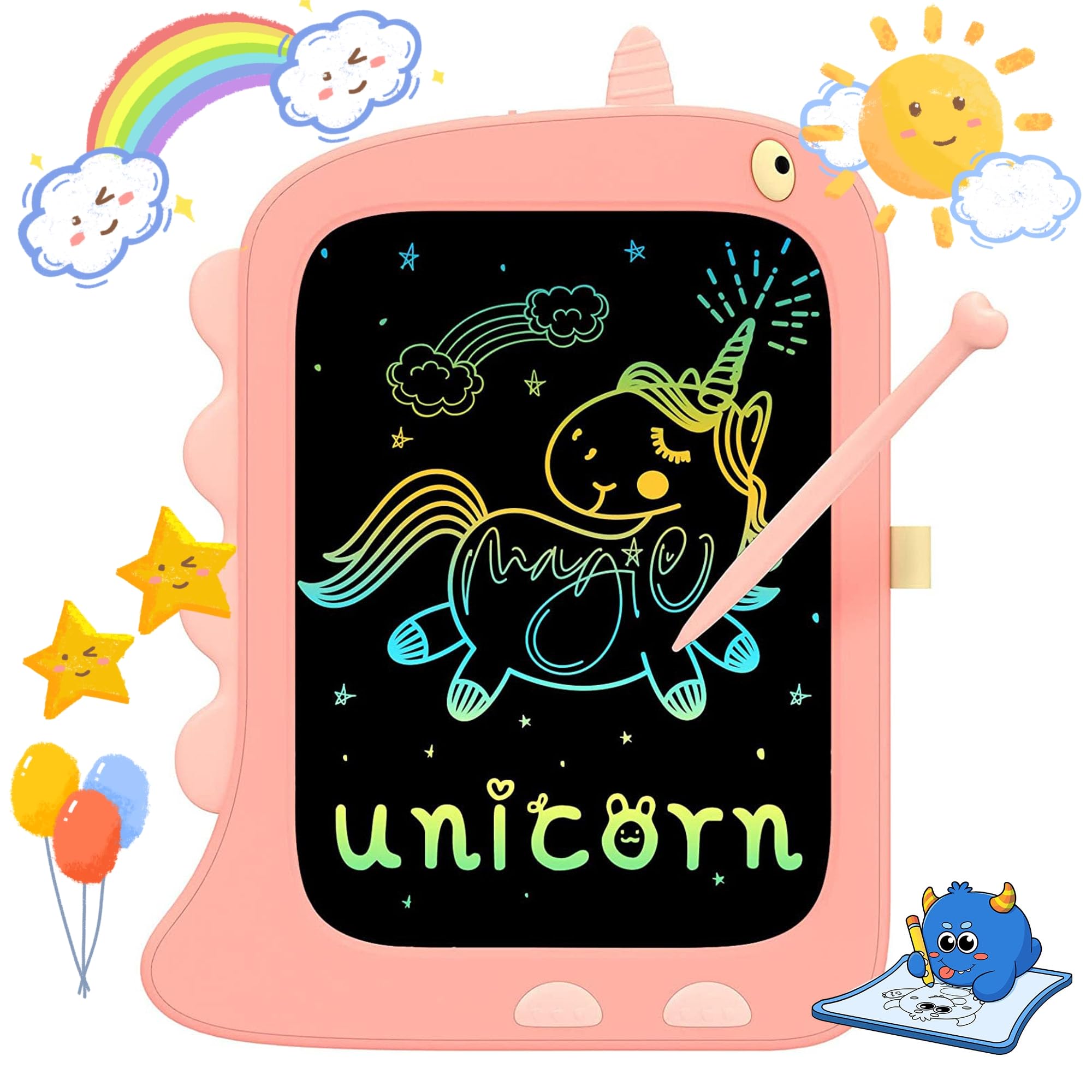 TEKFUN Tablet de Escritura LCD 8,5 Pulgadas, Tablero de Dibujo Pizarra Magnetica Infantils, Unicornio Juguetes Regalo Niña Niño de 3 4 5 6 Años Niños (Rosa)