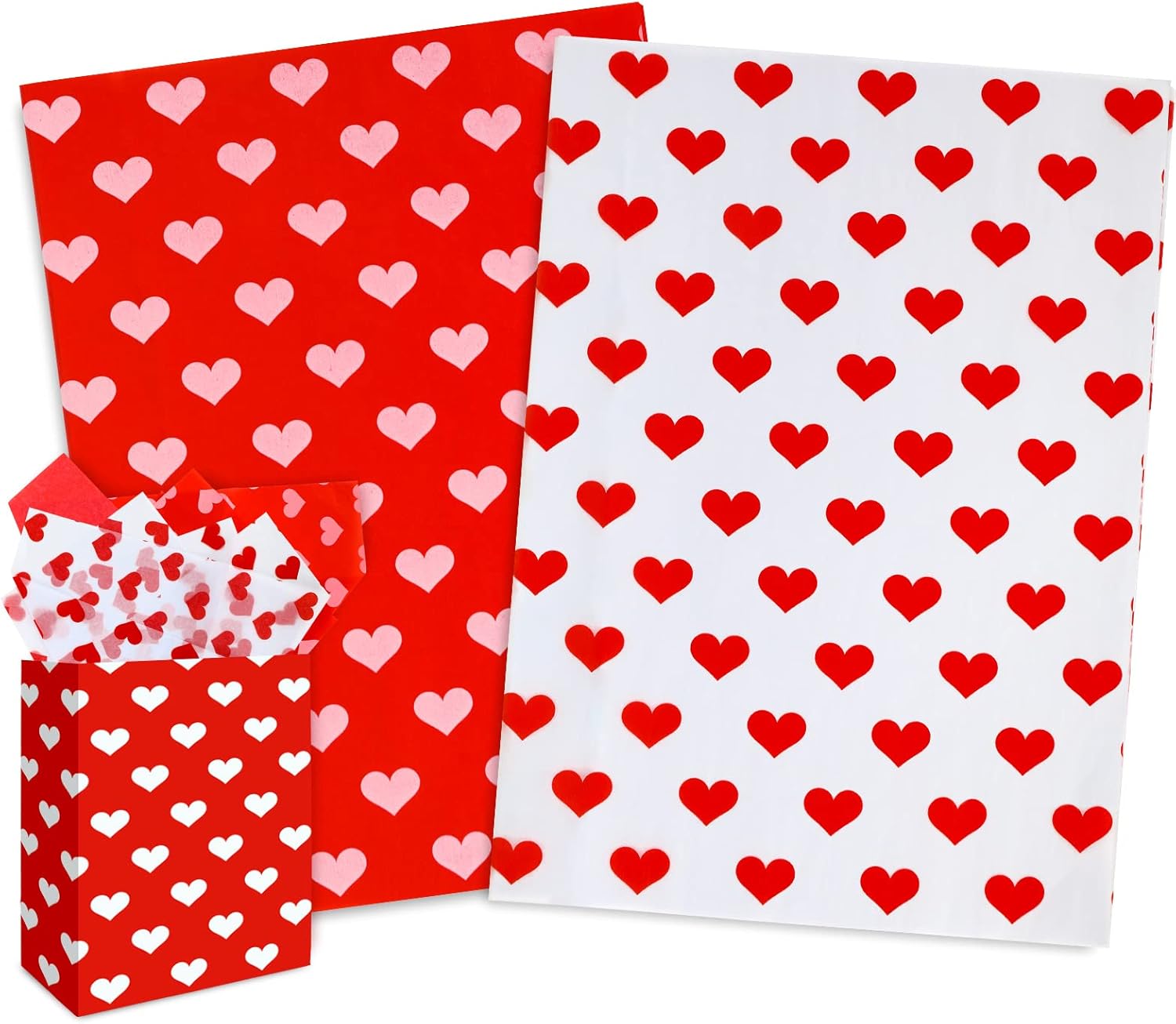 Whaline Valentine's Day Tissue Paper White Red Heart Wrapping Paper Romantic Gift